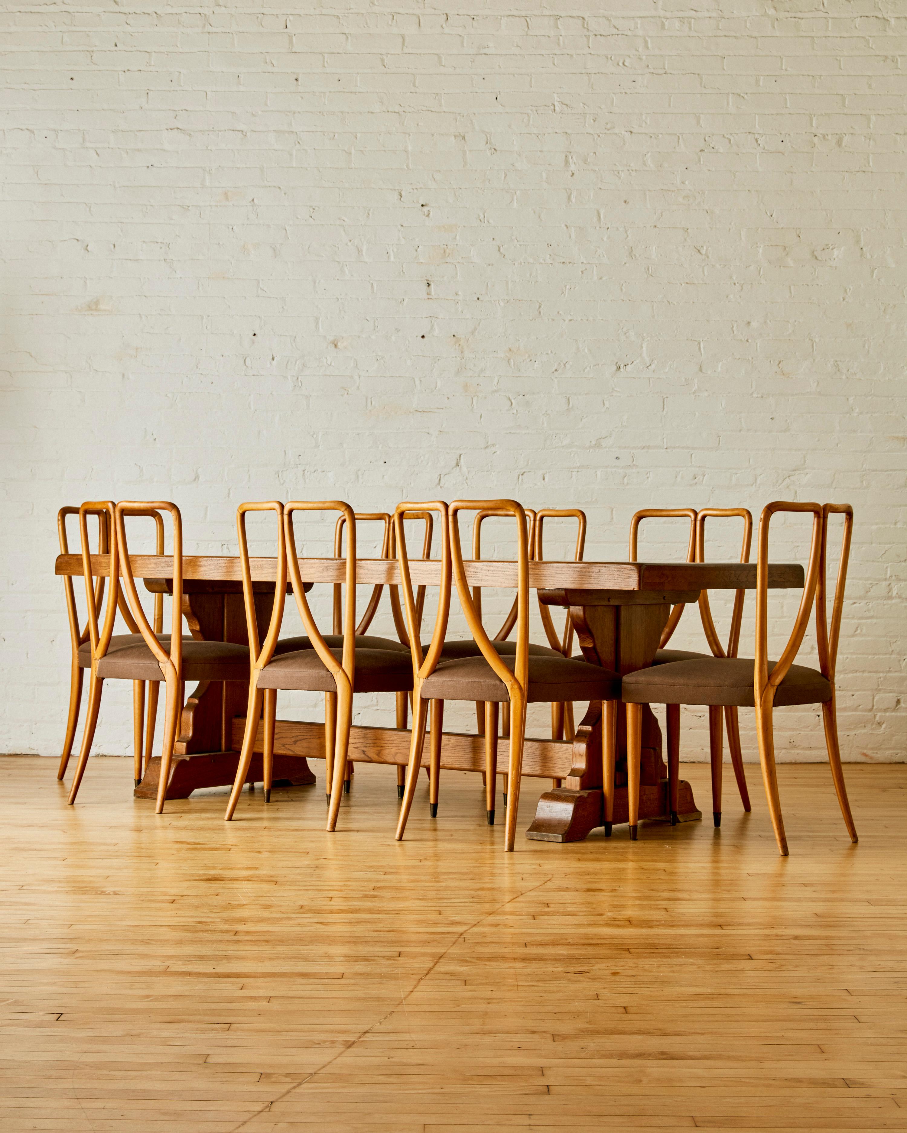 20th Century  A set of 8 fruitwood dining chairs by Guglielmo Ulrich For Sale