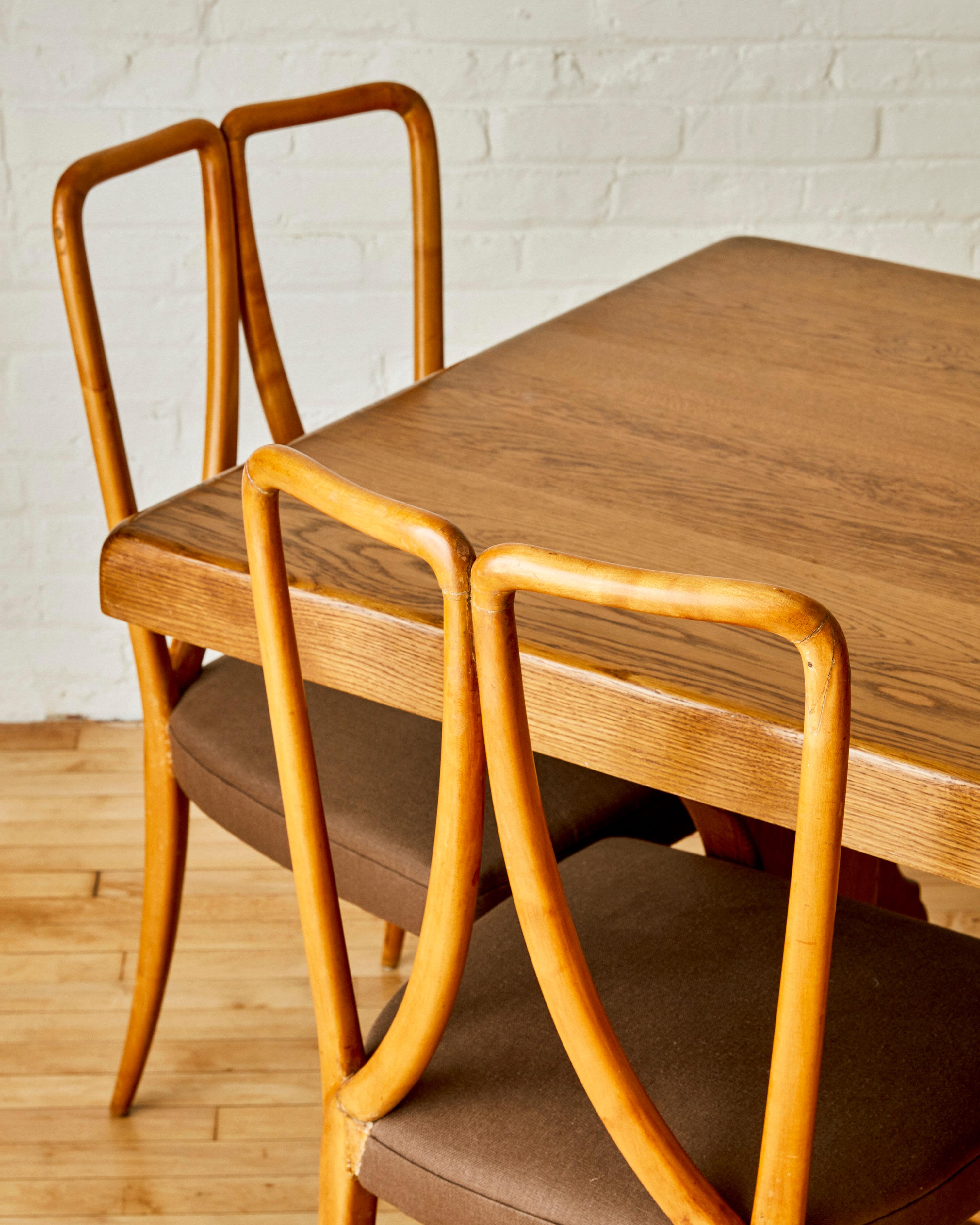  A set of 8 fruitwood dining chairs by Guglielmo Ulrich For Sale 1