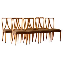 Conjunto de 8 sillas de comedor de madera de frutal de Guglielmo Ulrich