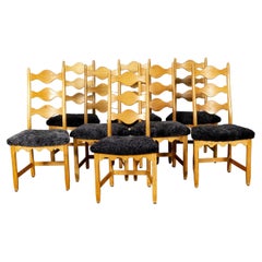 Set of 8 Henry Kjaernulf Razor Blade Oak Dining Chairs for EG Mobler 1960