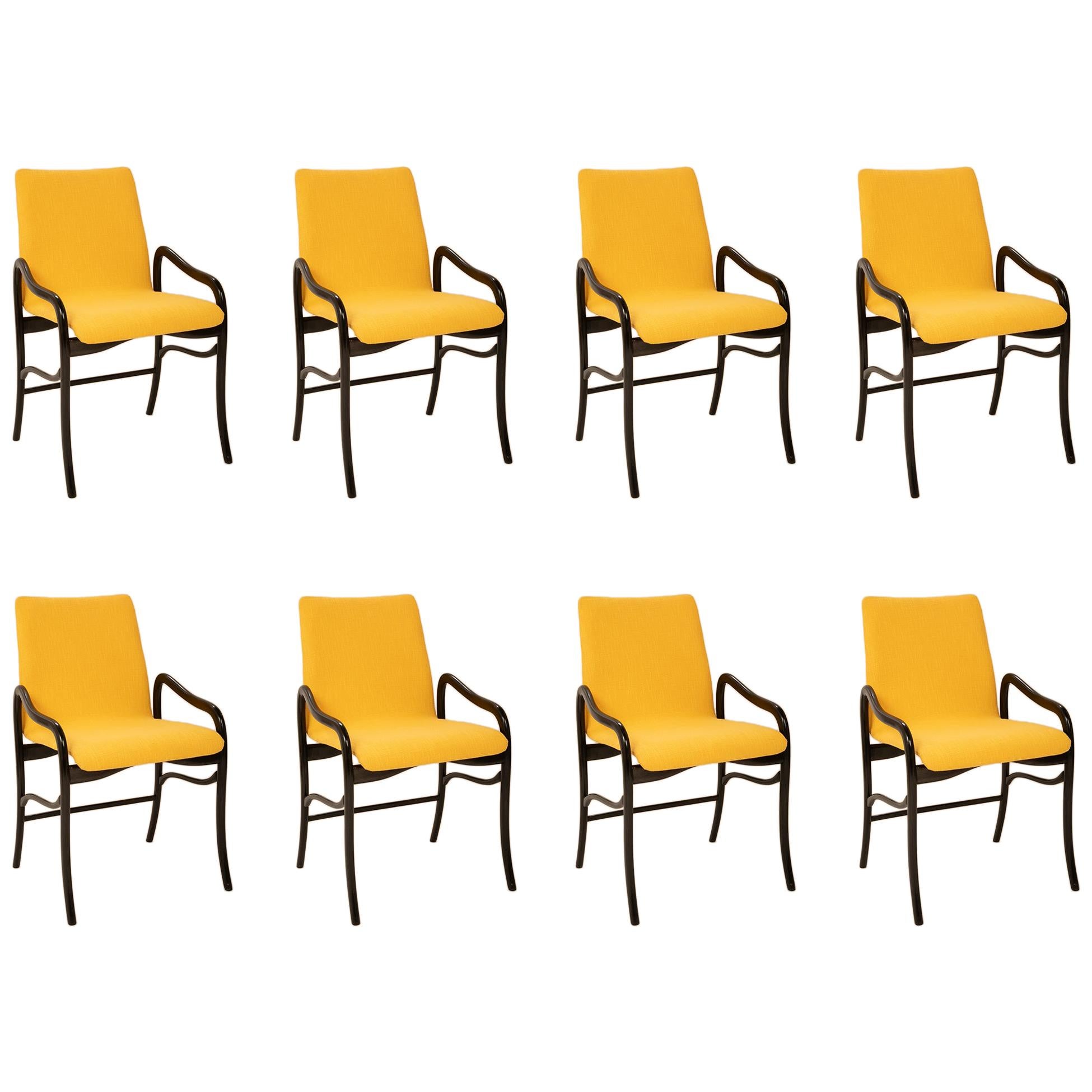 Set of 8 Sculptural Italian Dining Chairs Attributed to Malatesta & Mason