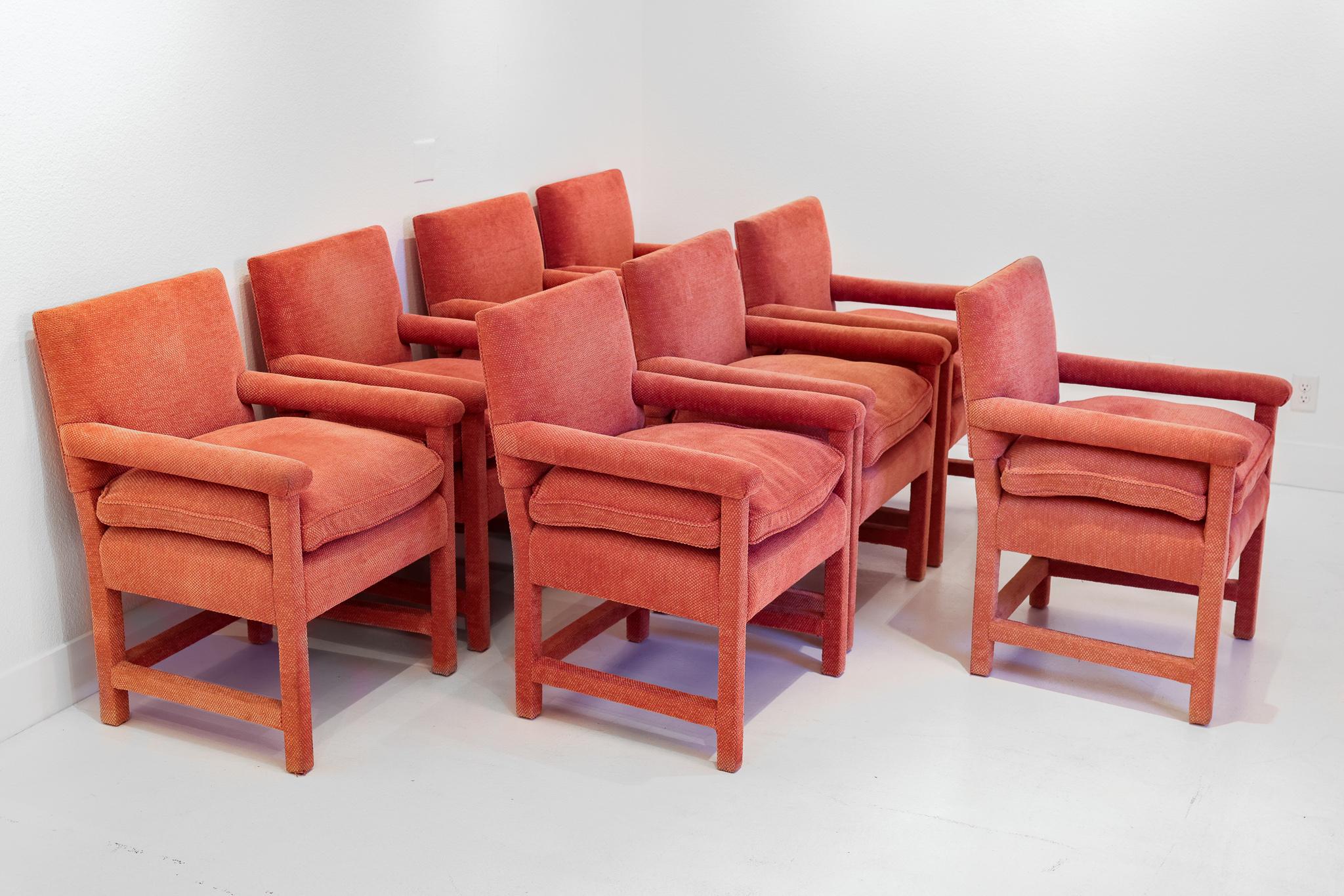 Mid-Century Modern Set of 8 Upholstered Dining Chairs from the Estate of James Garner