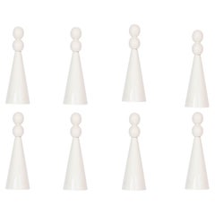 Set of 8 White Glossy Kaori Vases by Valeria Vasi