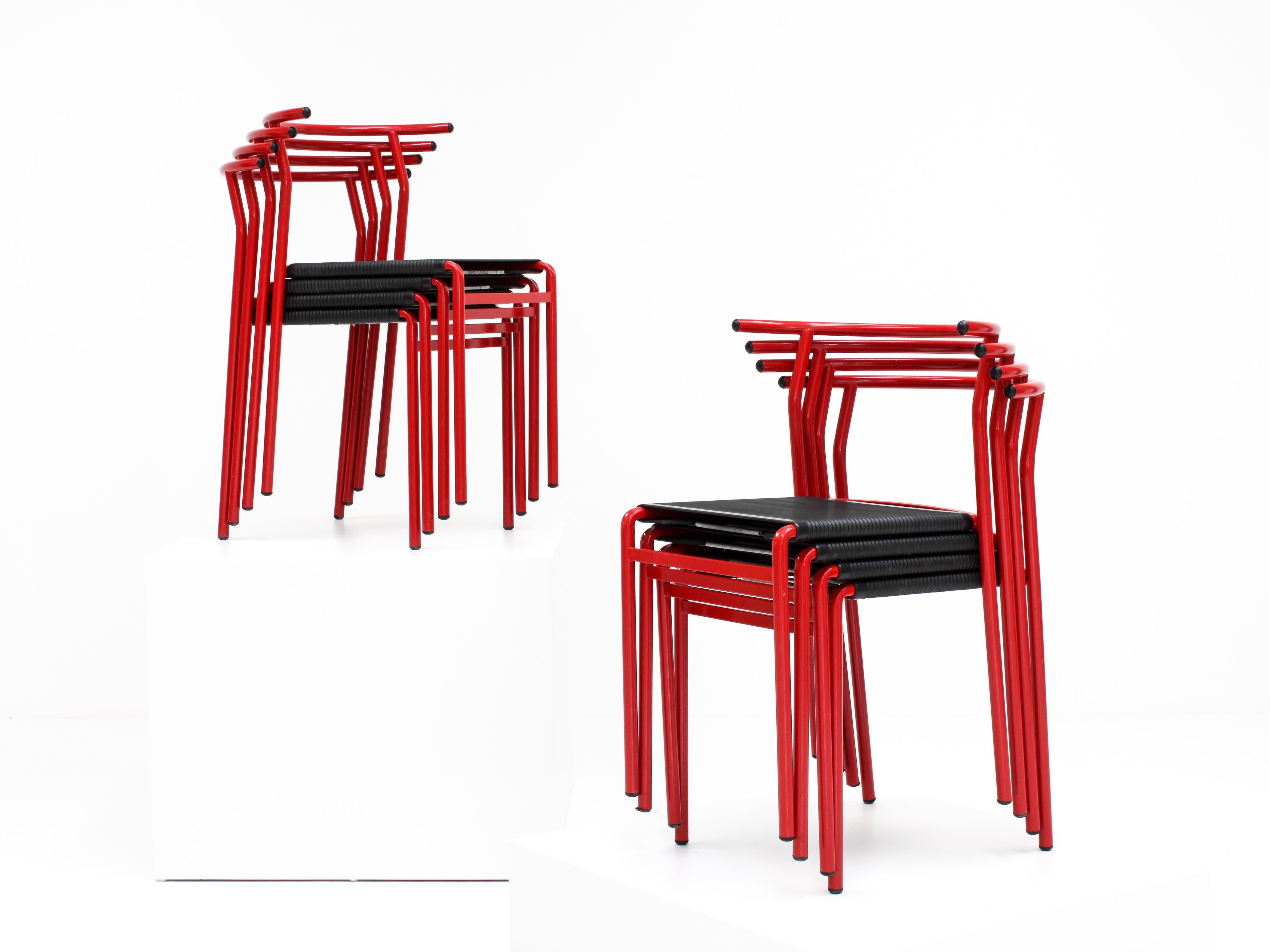 Mid-Century Modern Set of 8 Philippe Starck Cafè Chairs for Baleri Italia, 1984