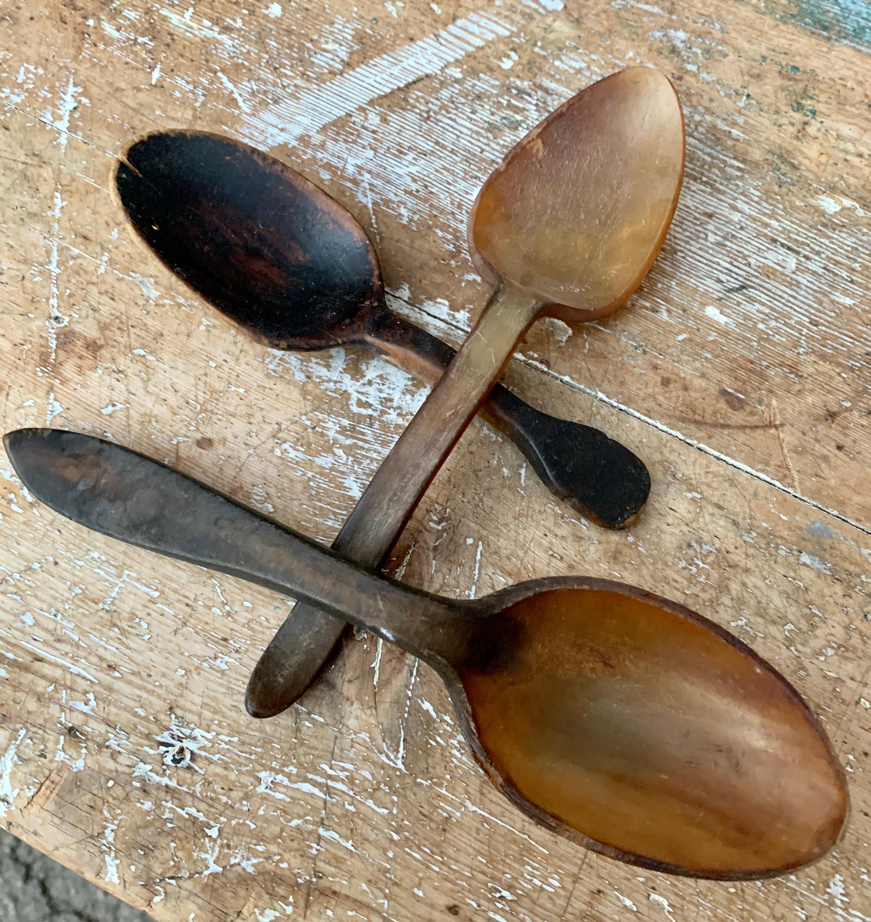 Swedish Set of 9 Different Pieces 19th Century Hand Carved Spoons For Sale