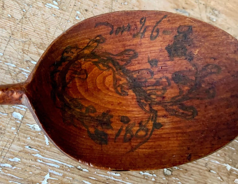 Set of 9 Different Pieces 19th Century Hand Carved Spoons For Sale at