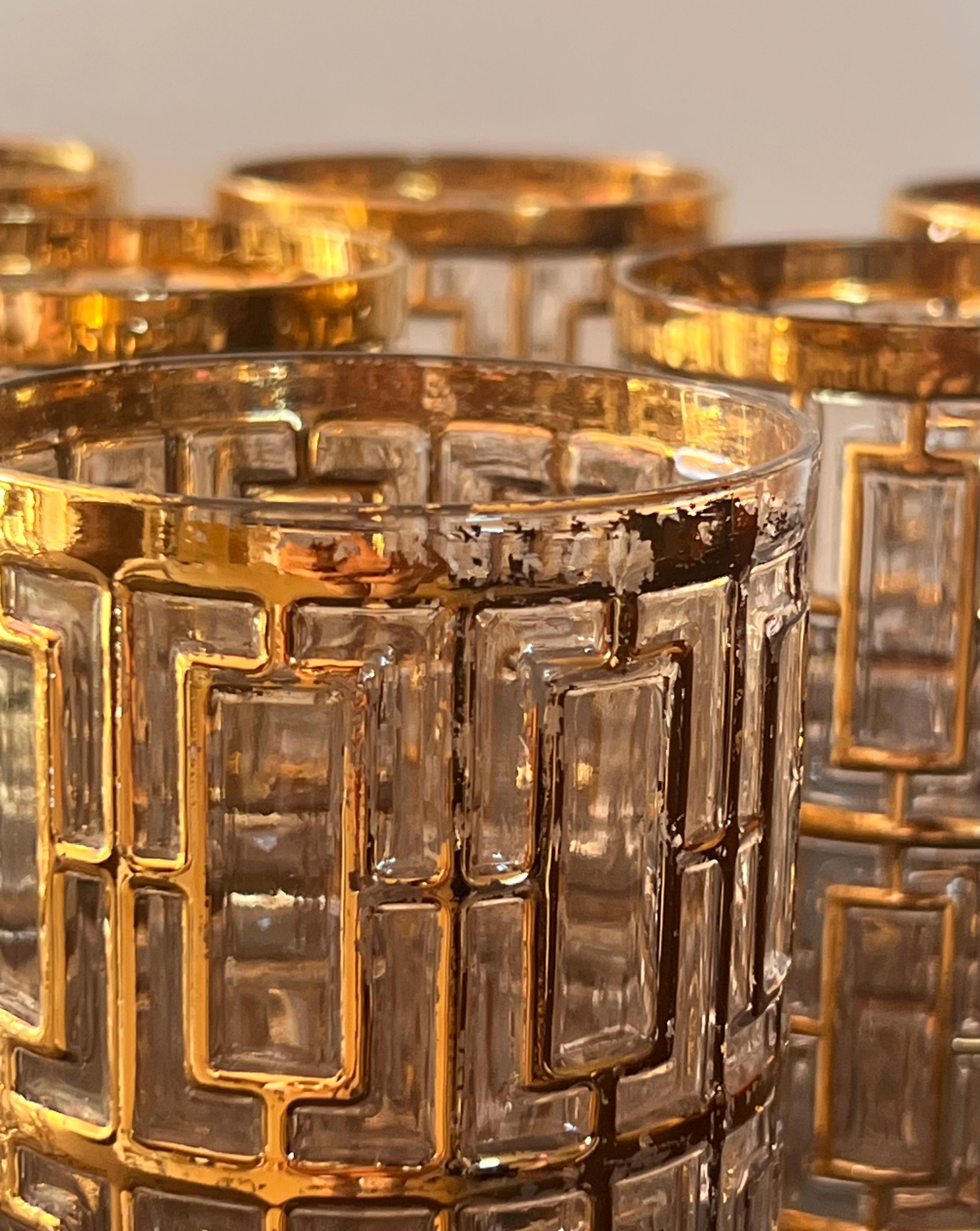 Ein Satz von 9 Shoji-Gläsern mit Goldkäfig von Imperial Glass, um 1975 im Angebot 4
