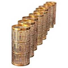 Un ensemble de 9 gobelets Shoji à cage d'or par Imperial Glass, vers 1975
