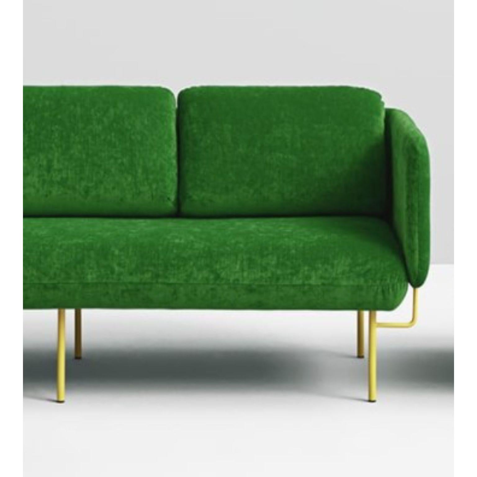Post-Modern Set of Large Green Alce Sofa and 2 Large Ottomans by Chris Hardy