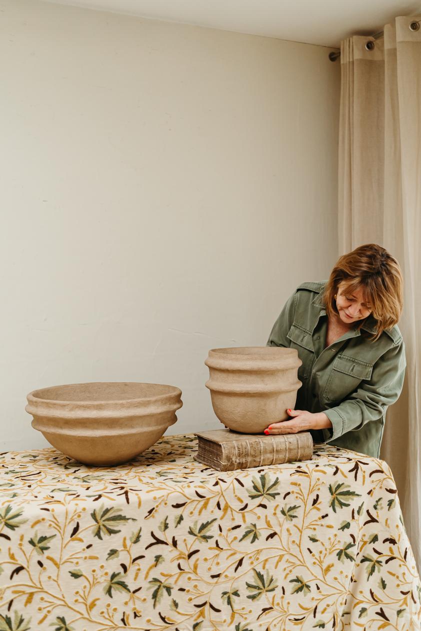 Set of a Papier Mâché Big and Small Bowl/Vase/Jardinière  For Sale 2