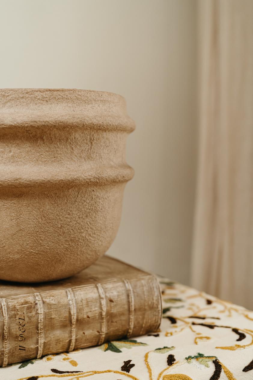 Contemporary Set of a Papier Mâché Big and Small Bowl/Vase/Jardinière  For Sale