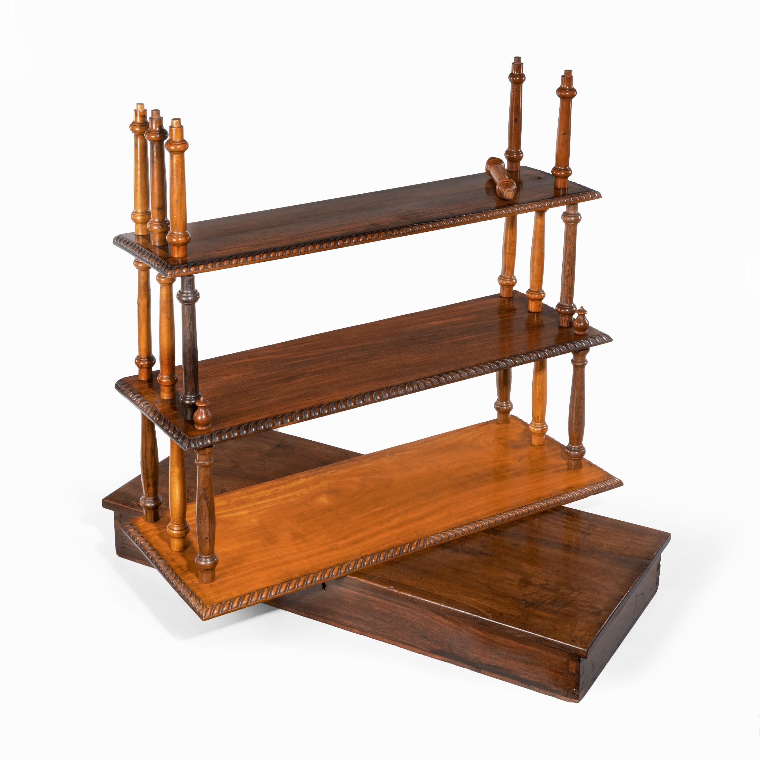 19th Century Set of Anglo-Ceylonese Specimen Wood Campaign Wall Shelves in a Travelling Box For Sale