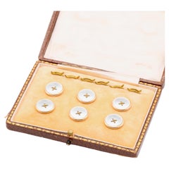 A Set of Antique 14K Yellow Gold Mother of Pearl Button Dress Studs