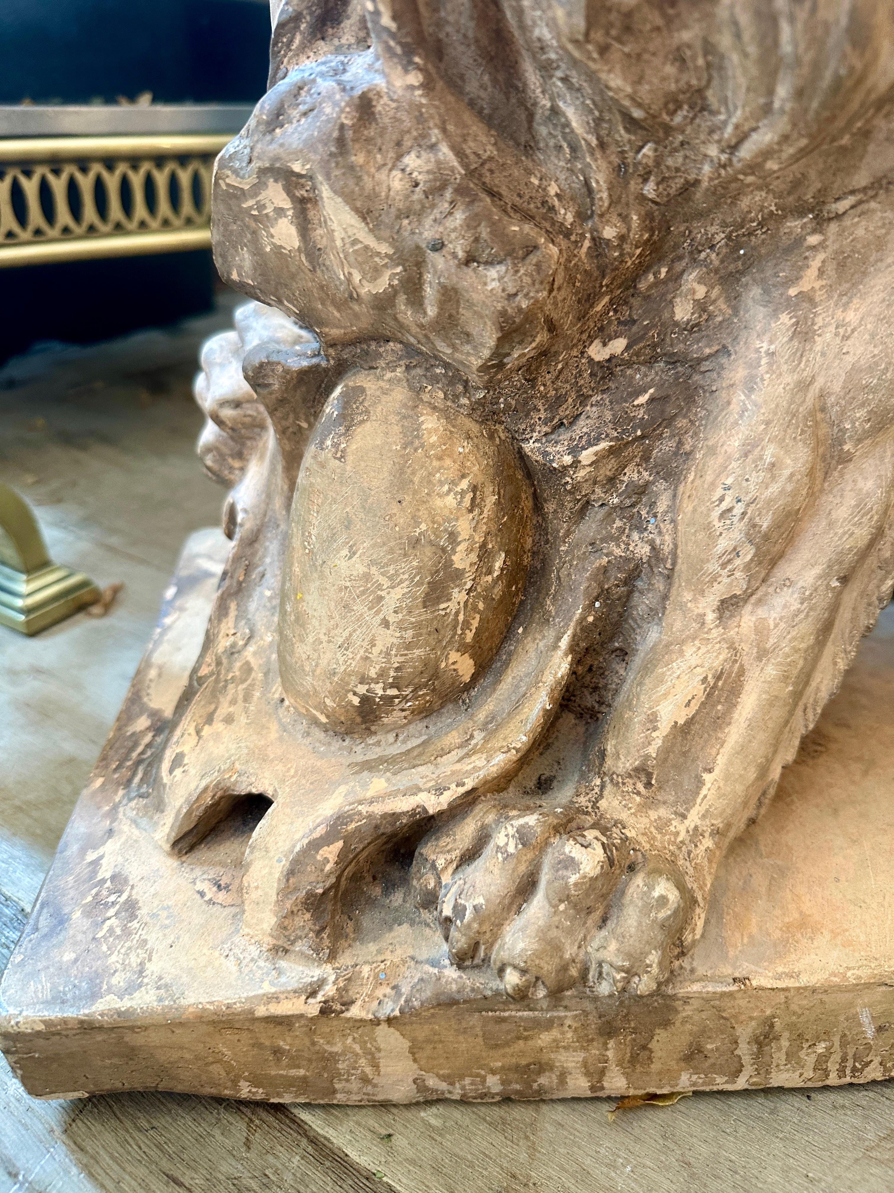 A Set Of Antique 19th C Terracotta Lion Sculptures im Angebot 6