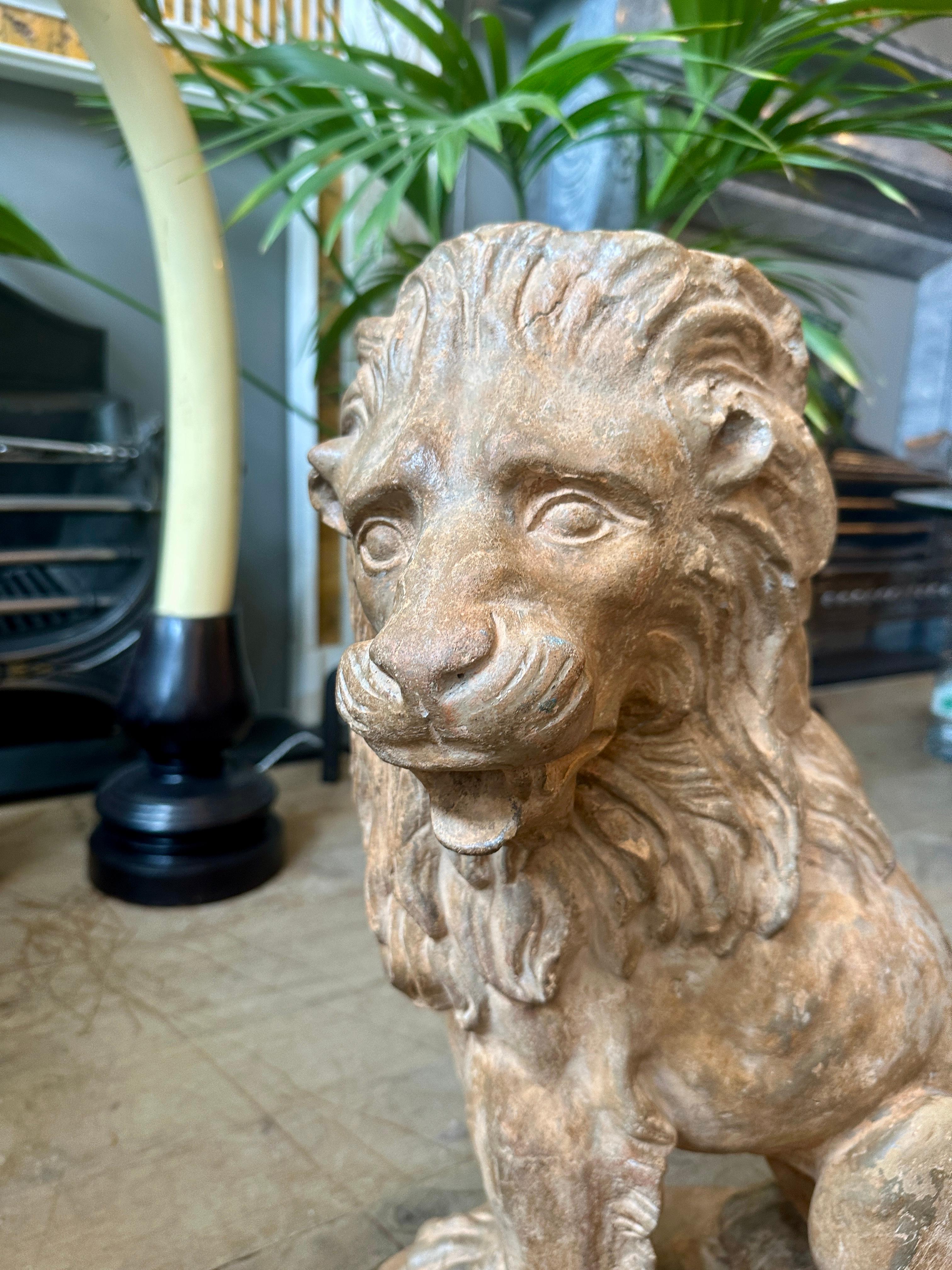 A Set Of Antique 19th C Terracotta Lion Sculptures im Angebot 9