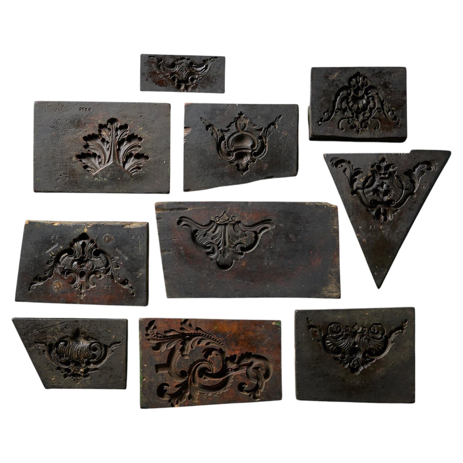 A Set Of Antique Carved Wooden Cartouche Moulds Ex. Tucker Collection