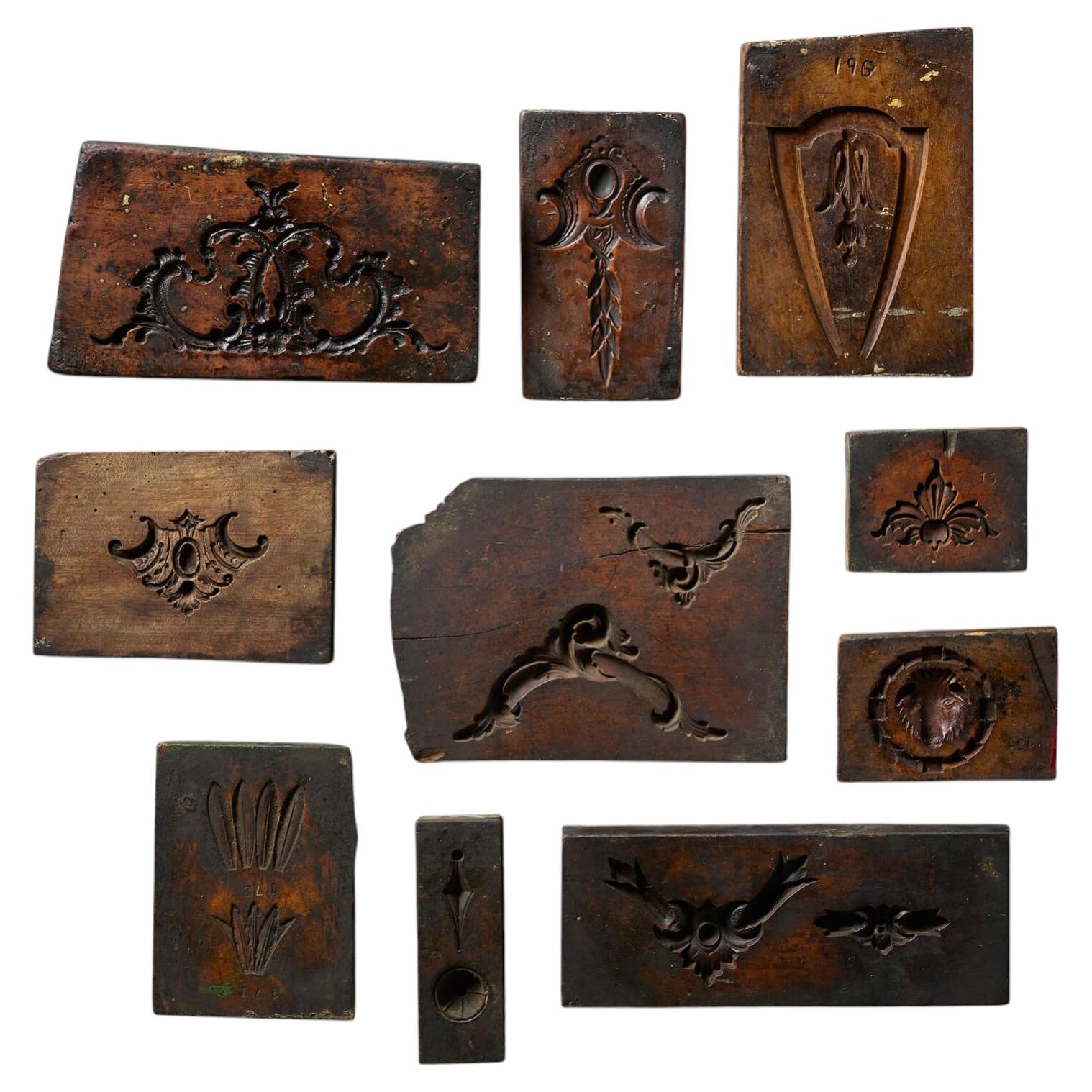A Set Of Antique Carved Wooden Cartouche Moulds Ex. Tucker Collection