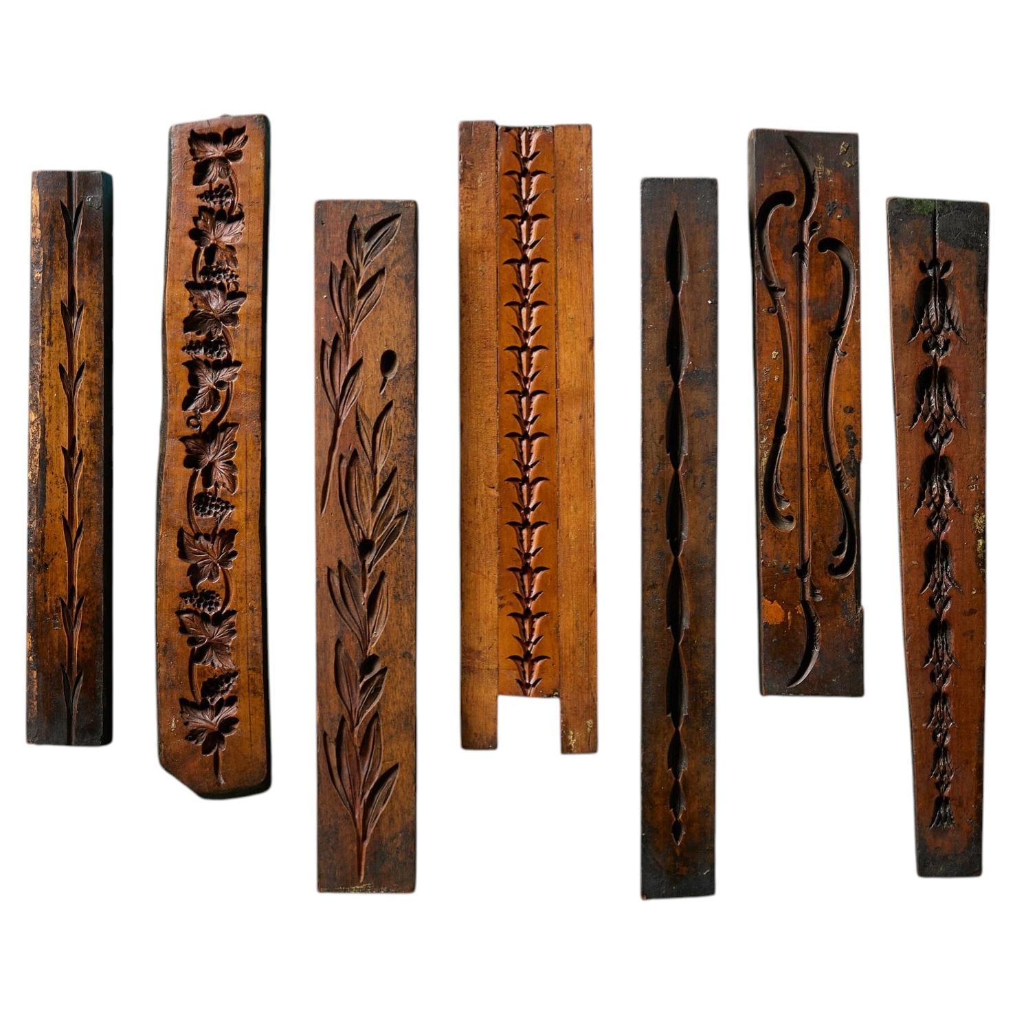 A Set Of Antique Carved Wooden Floral Moulds Ex. Tucker Collection