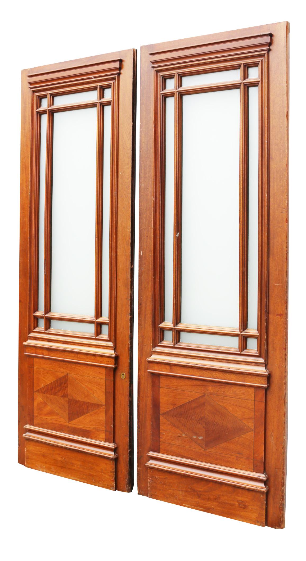 Set of Antique Glazed Mahogany Double Doors In Good Condition For Sale In Wormelow, Herefordshire