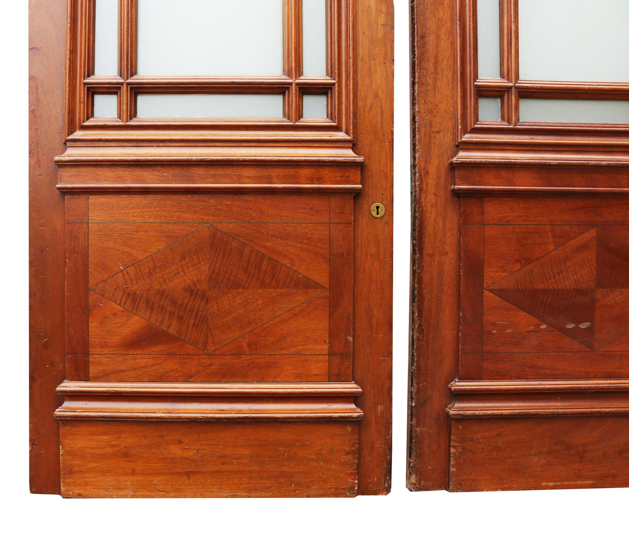 20th Century Set of Antique Glazed Mahogany Double Doors For Sale