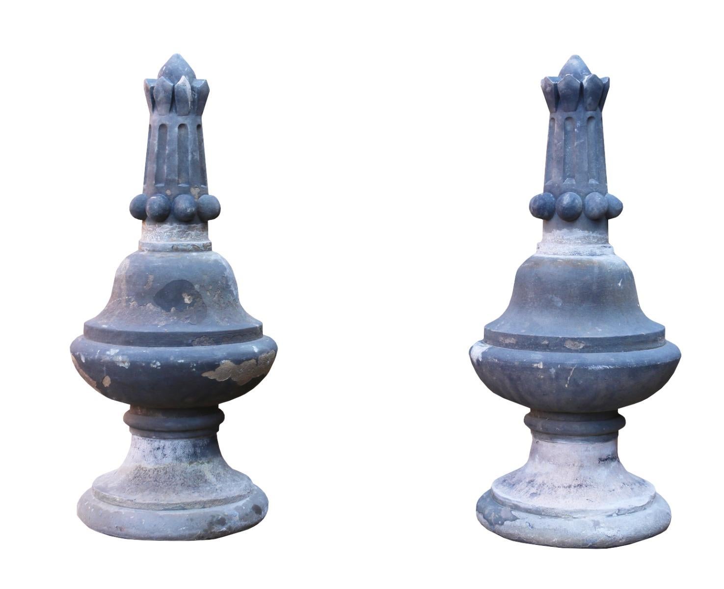 A pair of antique carved stone finials.

Additional dimensions

Diameter 35 cm (widest part) 31 cm (base).