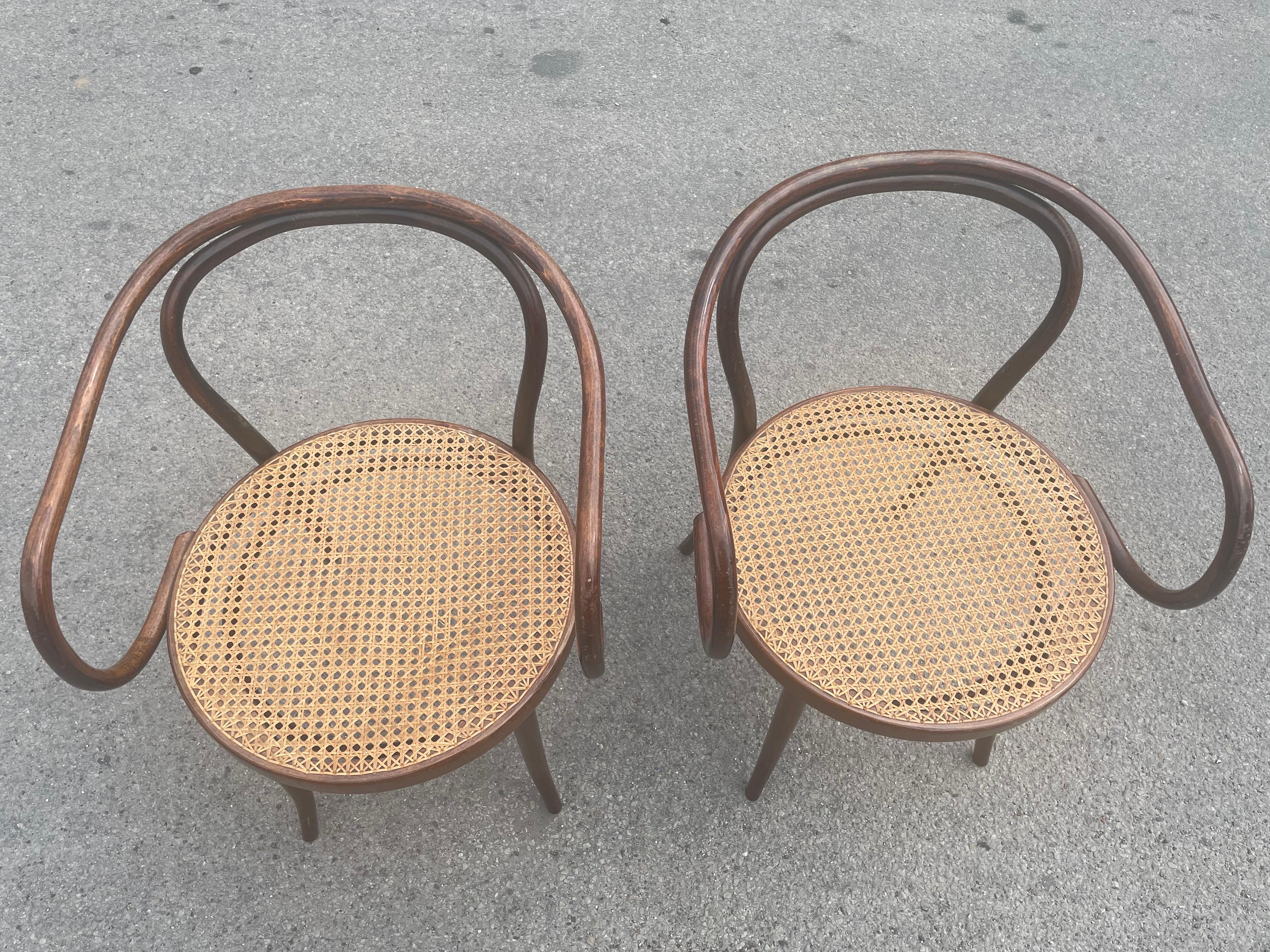 Rattan Set of Armchairs Designed by Thonet and Manufactured by Ligna in the 1950s For Sale