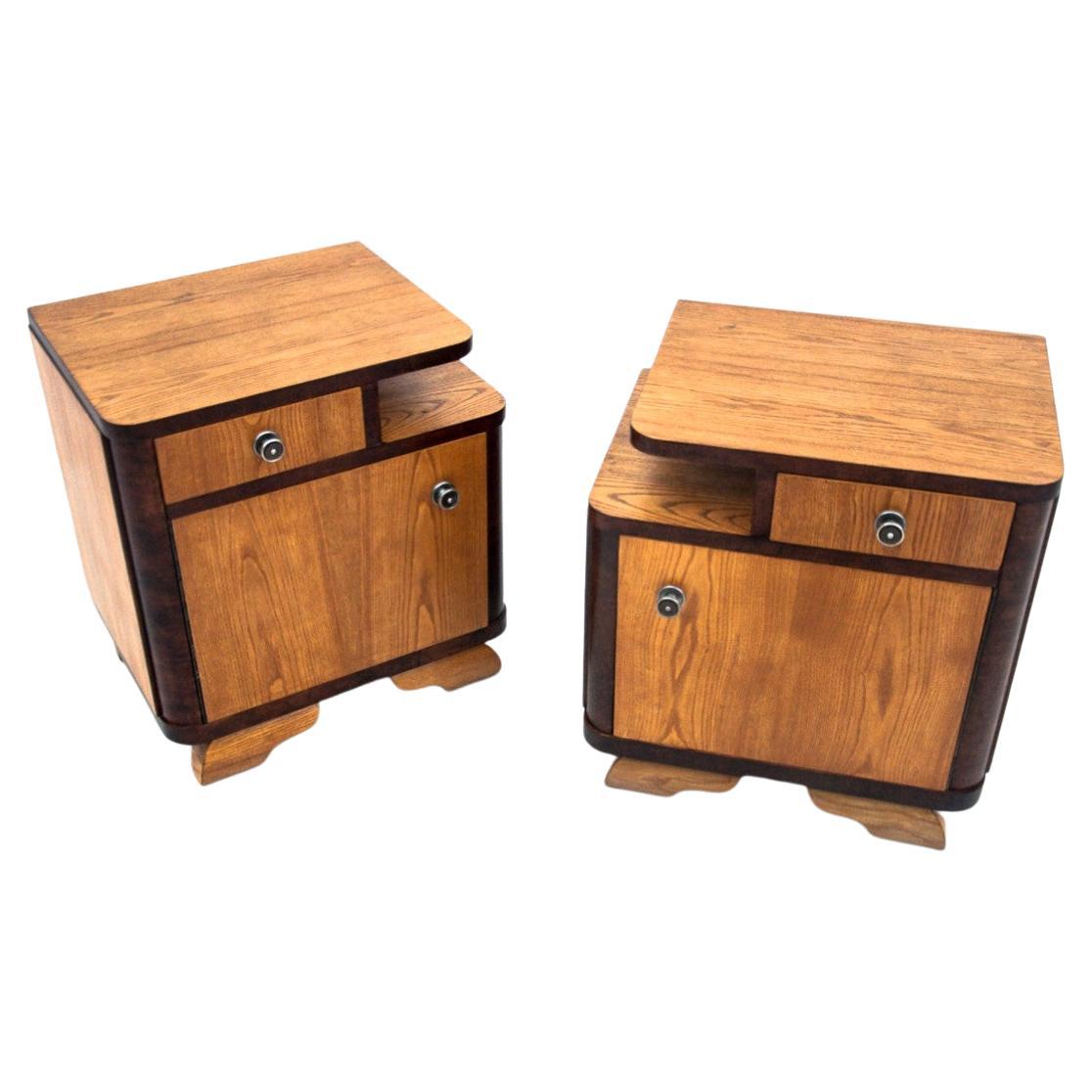 Set of Art Deco Bedside Tables, Poland, 1950s