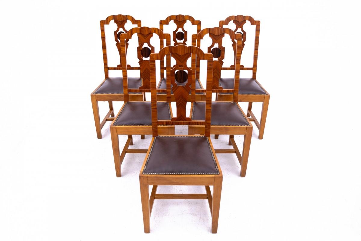 Un set di sedie Art Deco, anni '40, Polonia. in vendita 5