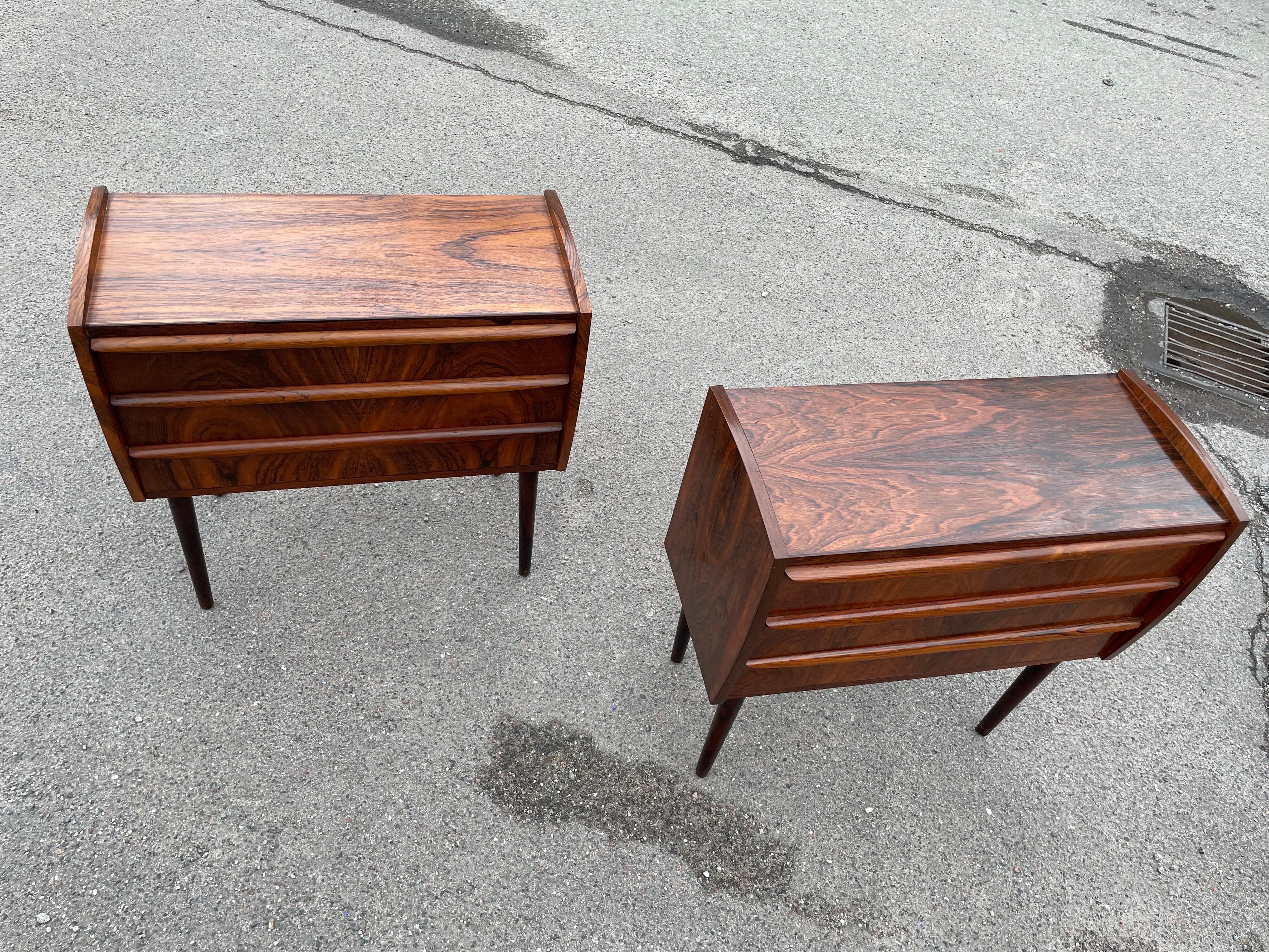 Set of Beautiful Danish Rosewood Nightstands or Dressers from the 1960's 3