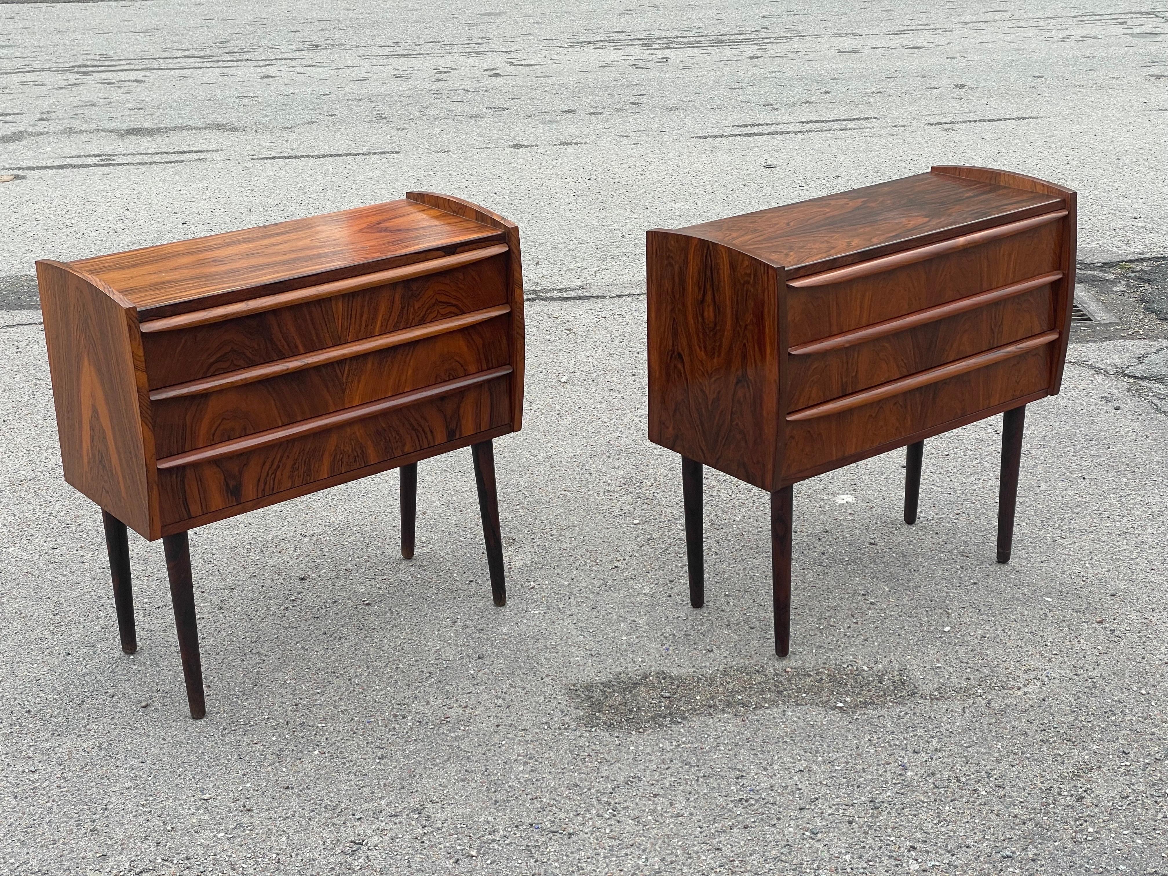 Set of Beautiful Danish Rosewood Nightstands or Dressers from the 1960's 4