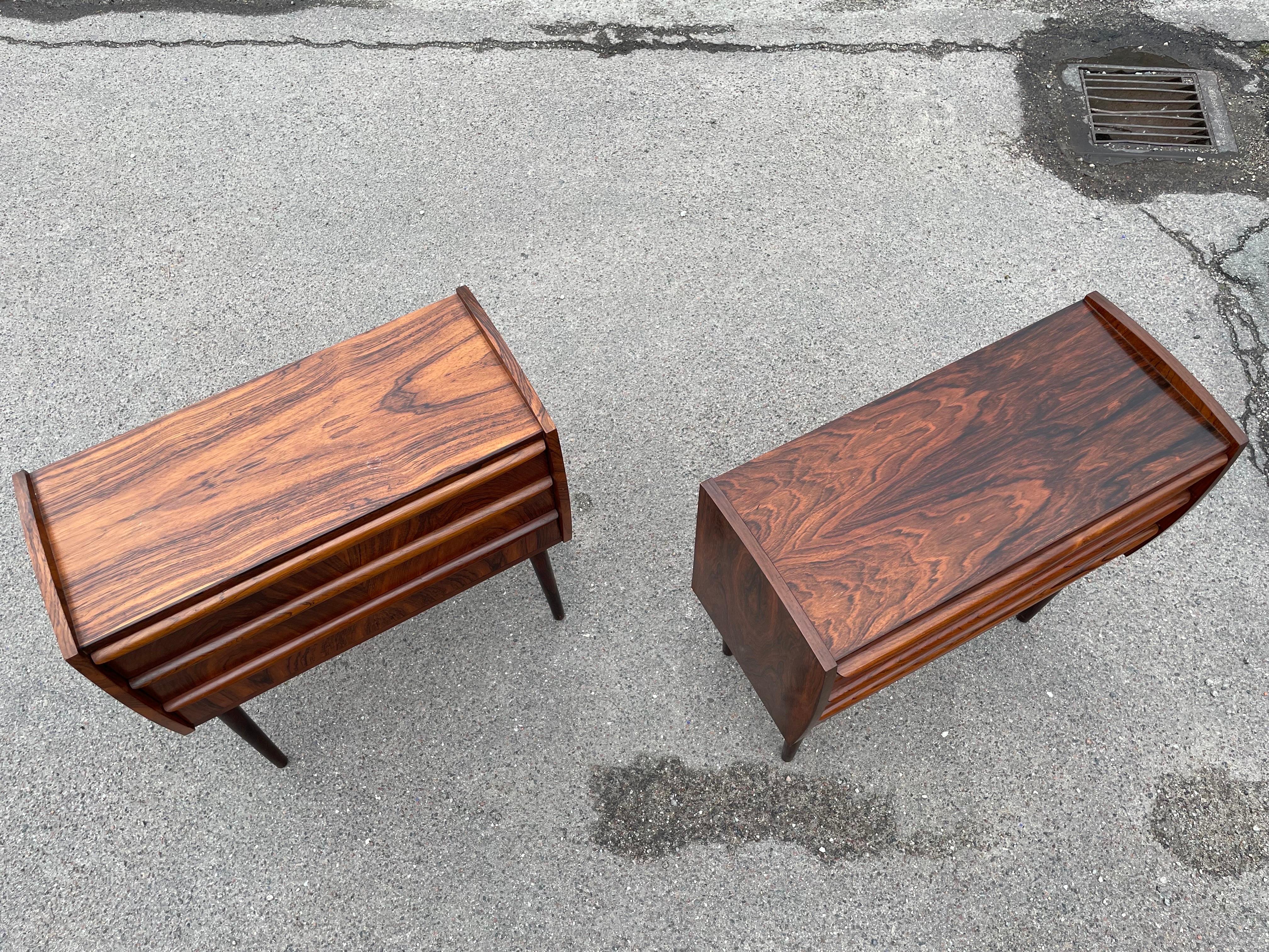 Set of Beautiful Danish Rosewood Nightstands or Dressers from the 1960's For Sale 6