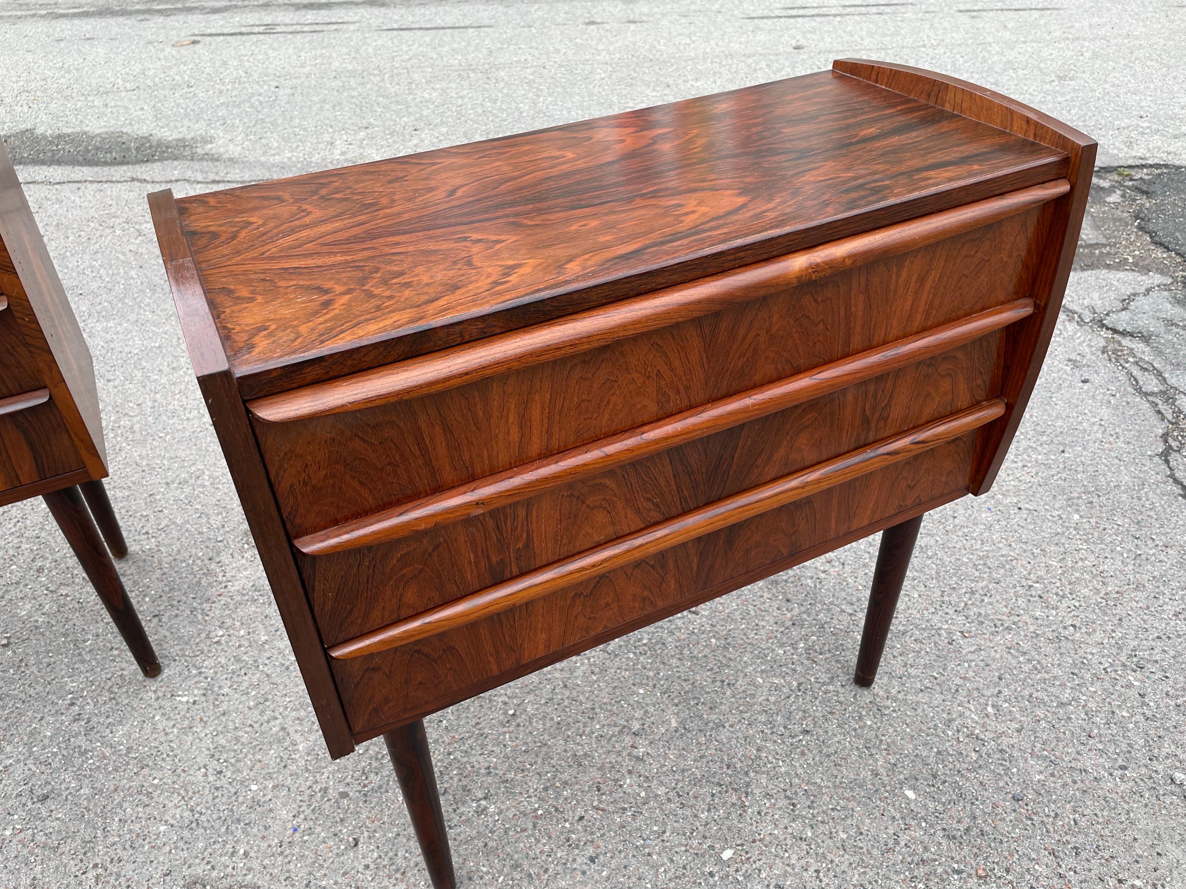 Set of Beautiful Danish Rosewood Nightstands or Dressers from the 1960's 7