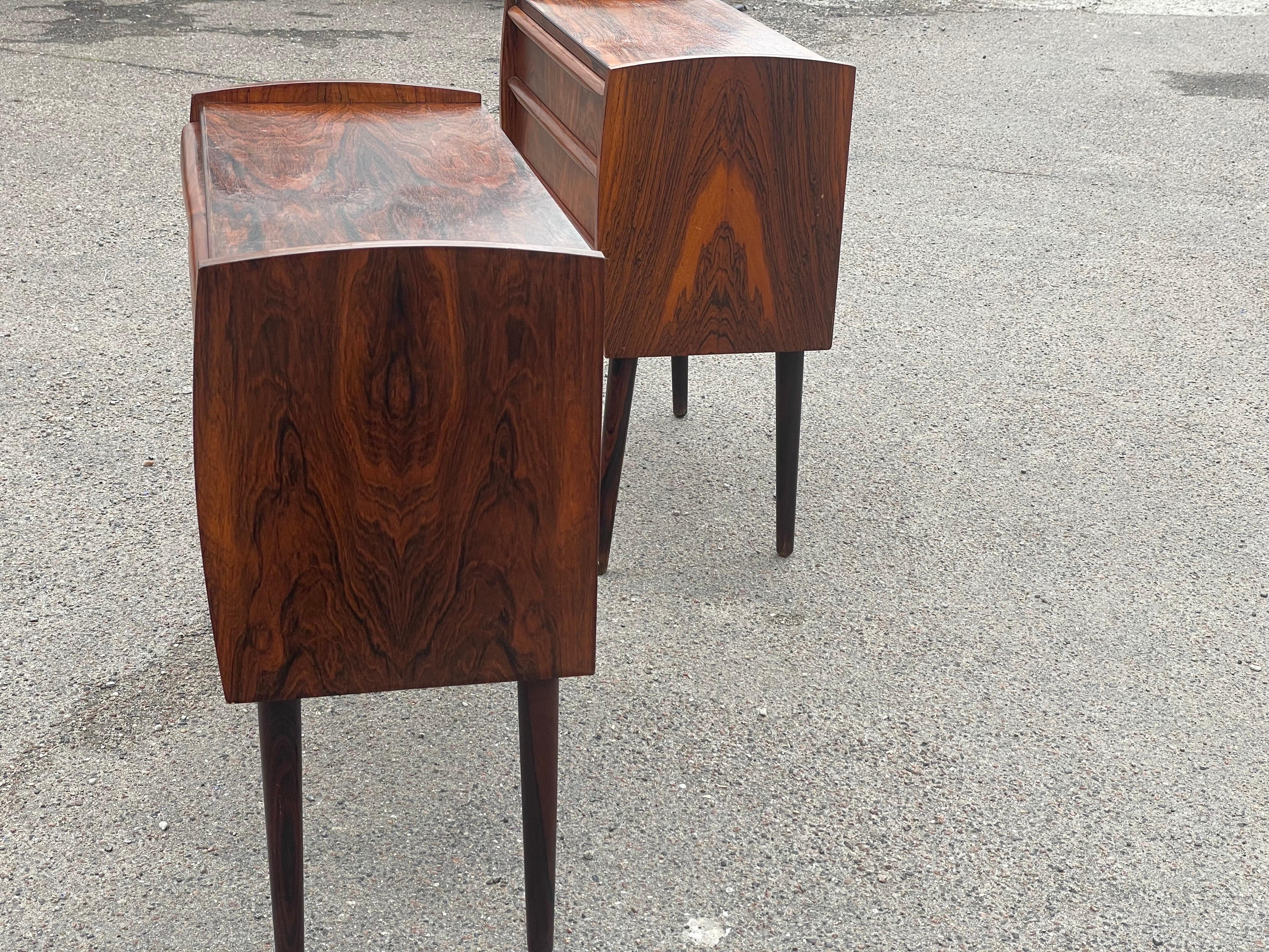 Set of Beautiful Danish Rosewood Nightstands or Dressers from the 1960's 9