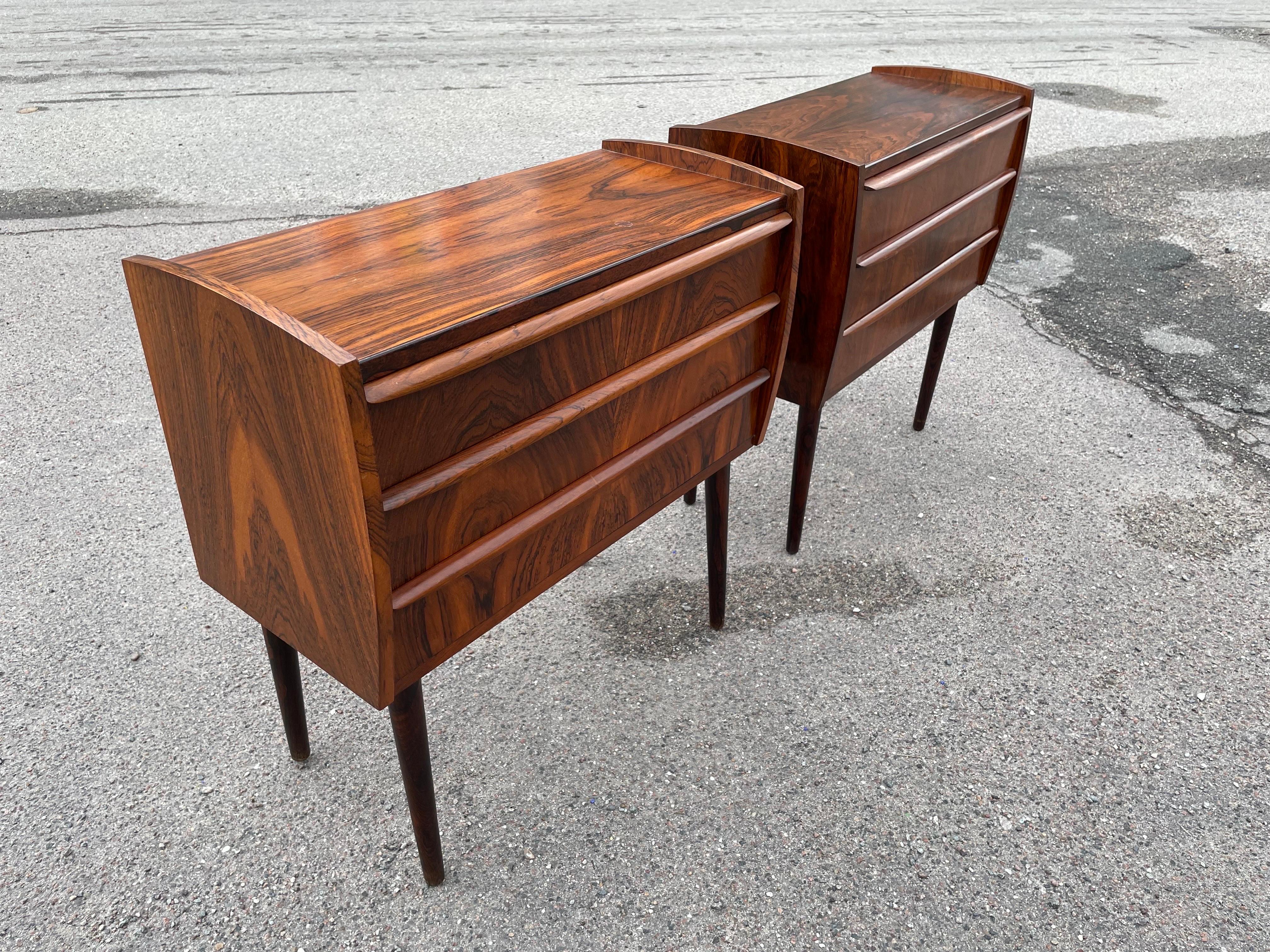 Mid-Century Modern Set of Beautiful Danish Rosewood Nightstands or Dressers from the 1960's For Sale