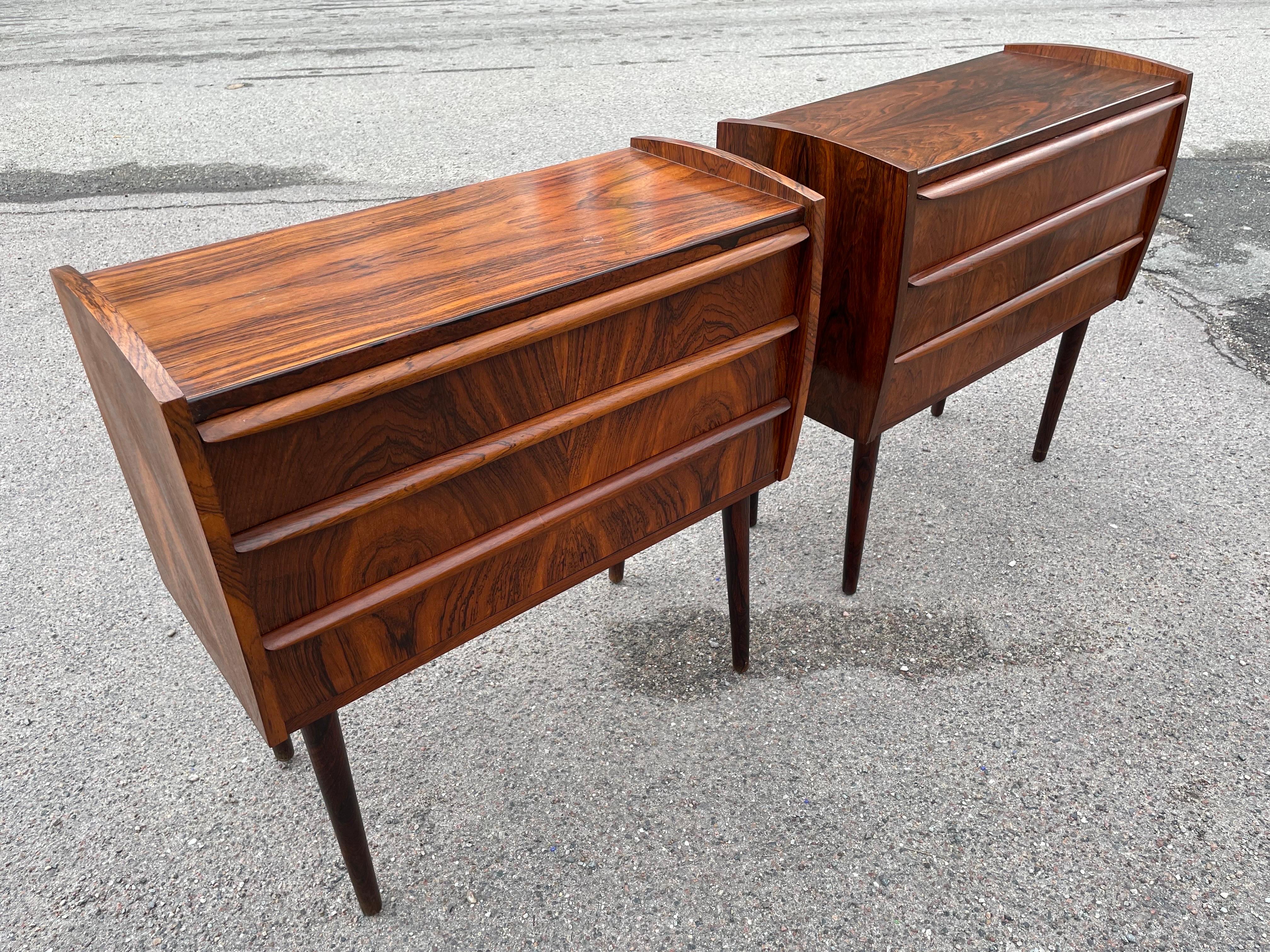 Set of Beautiful Danish Rosewood Nightstands or Dressers from the 1960's In Good Condition In Copenhagen, DK