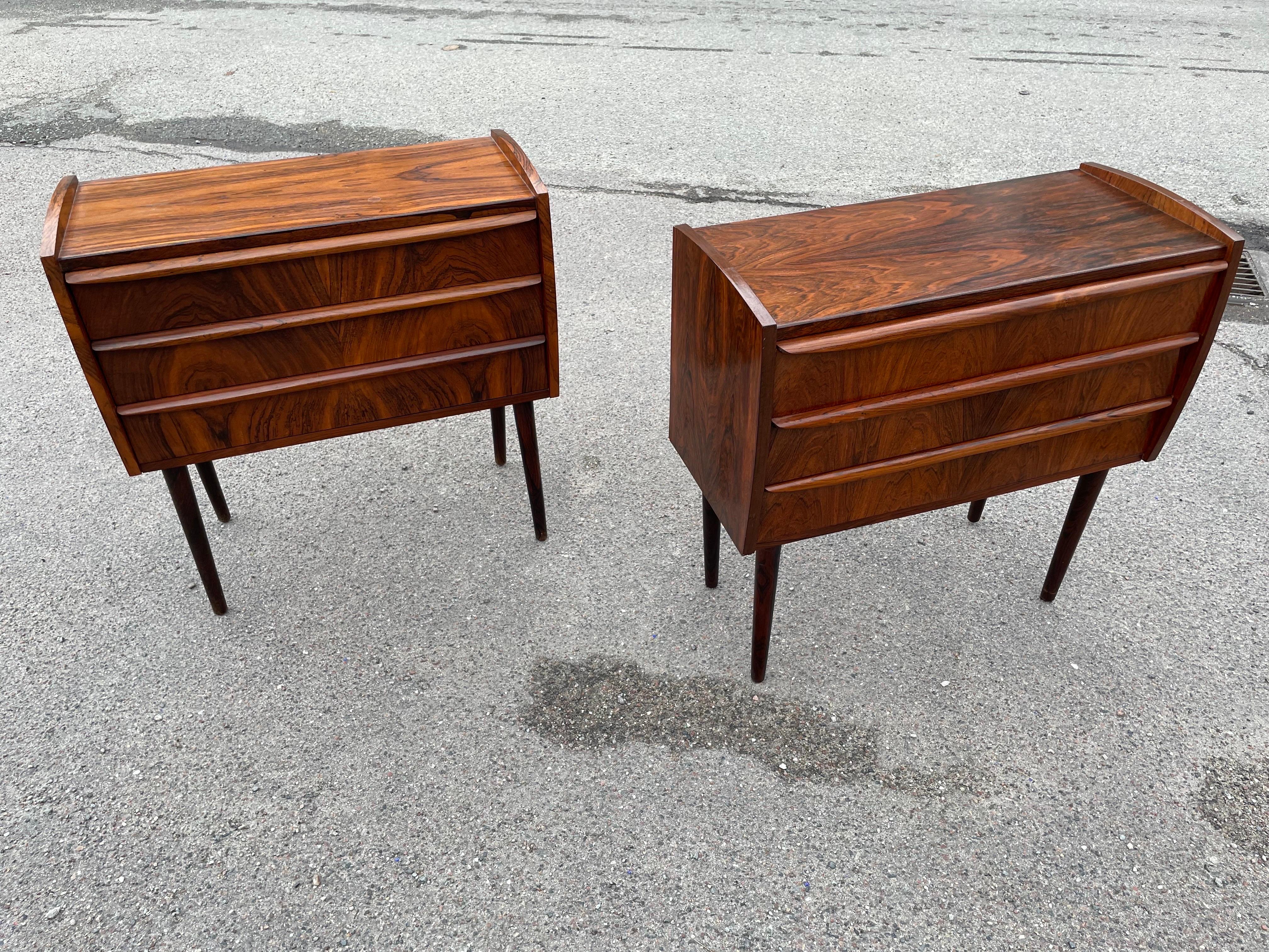 Mid-20th Century Set of Beautiful Danish Rosewood Nightstands or Dressers from the 1960's