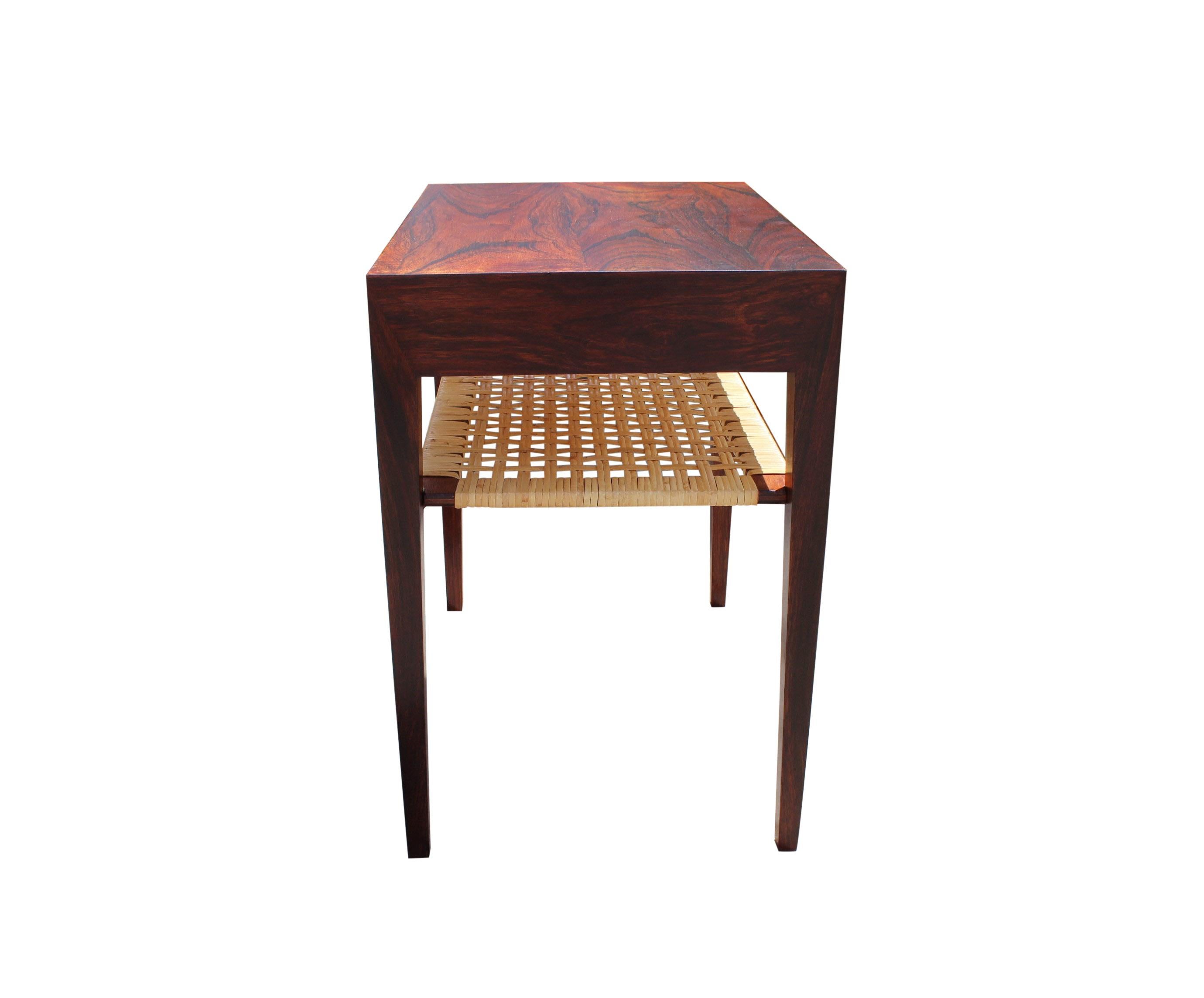 Set of Bedside Tables in Rosewood and Papercord Shelf by Severin Hansen, 1960s In Good Condition In Lejre, DK
