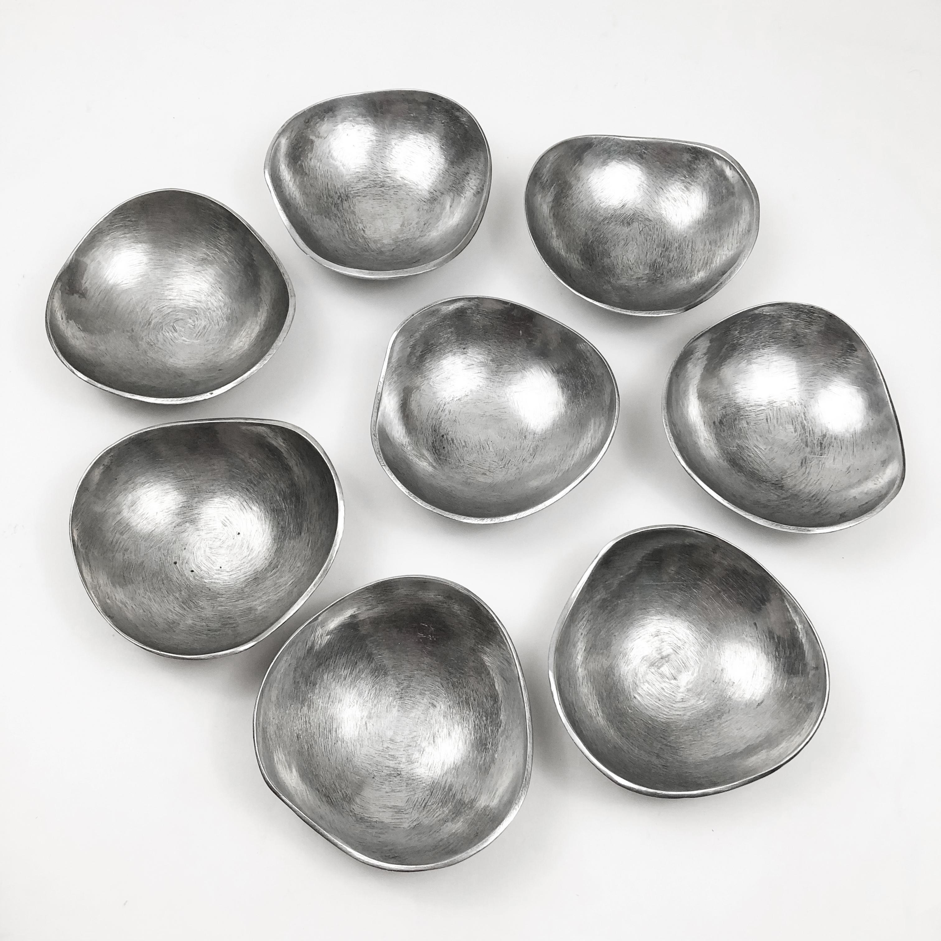 Hammered Set of Biomorphic Salad Bowls by Bruce C. Fox