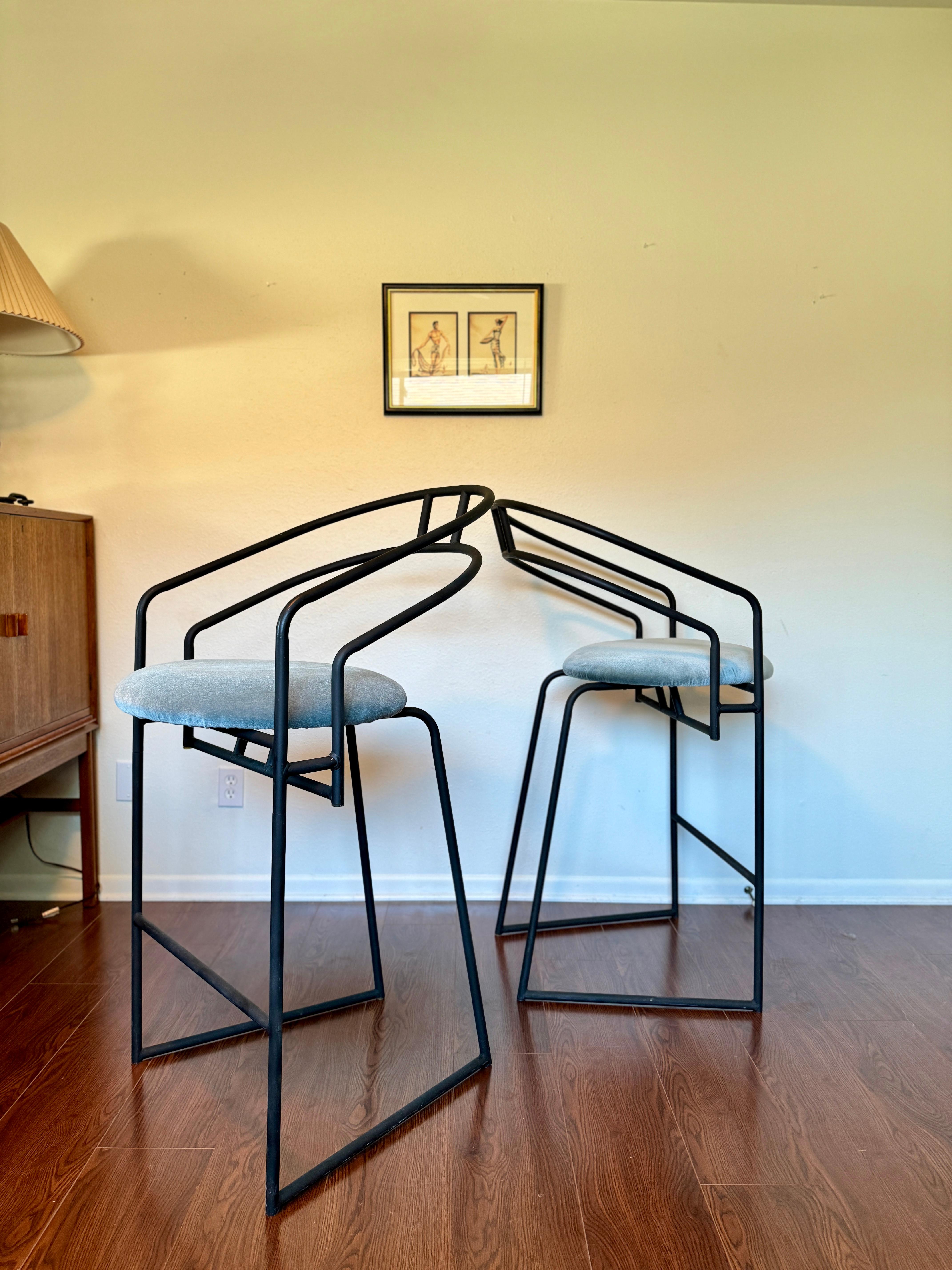 A set of Black Post Modern barstools by Cali-Style, circa 1980s For Sale 4