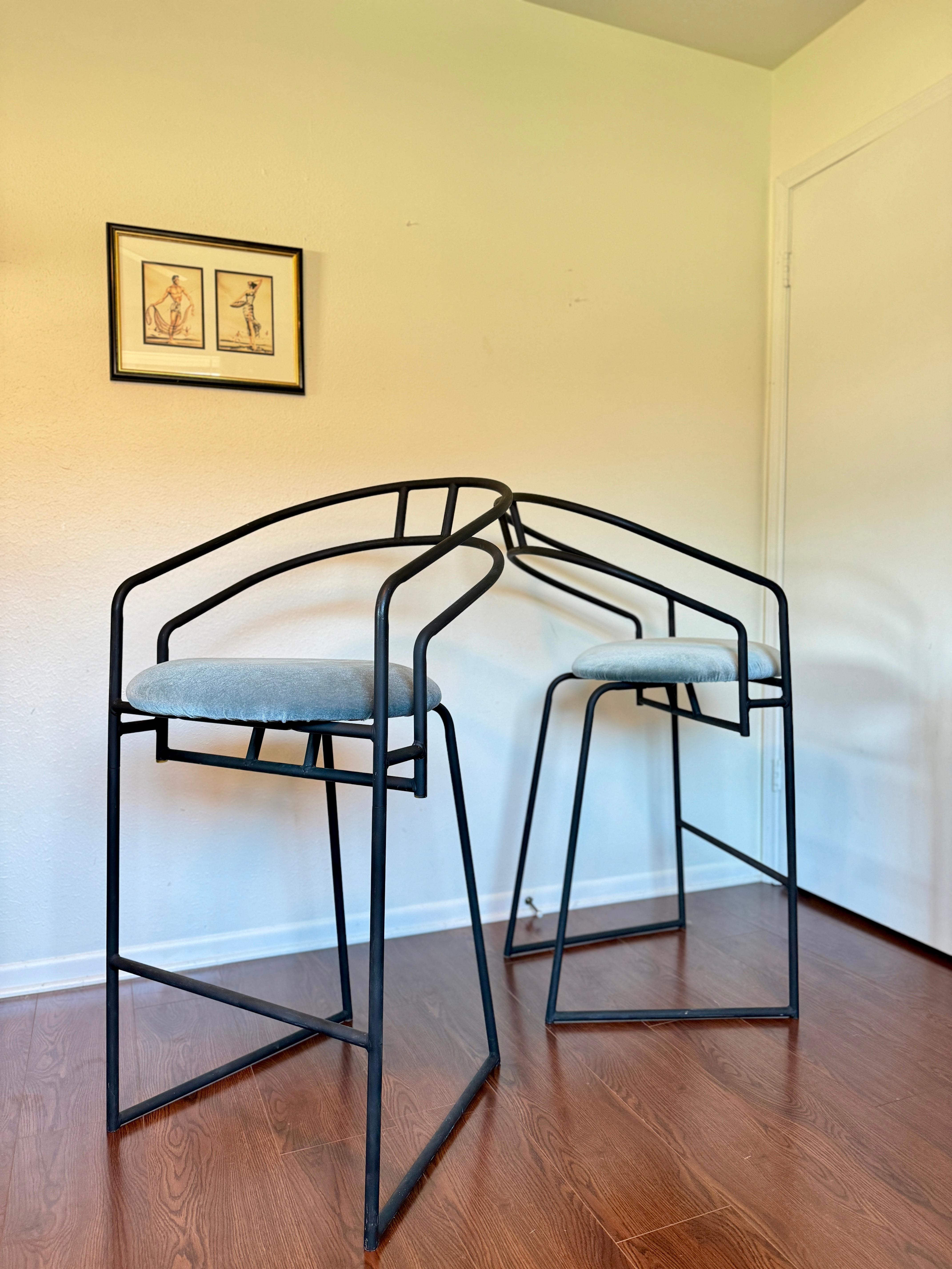 A set of Black Post Modern barstools by Cali-Style, circa 1980s For Sale 5