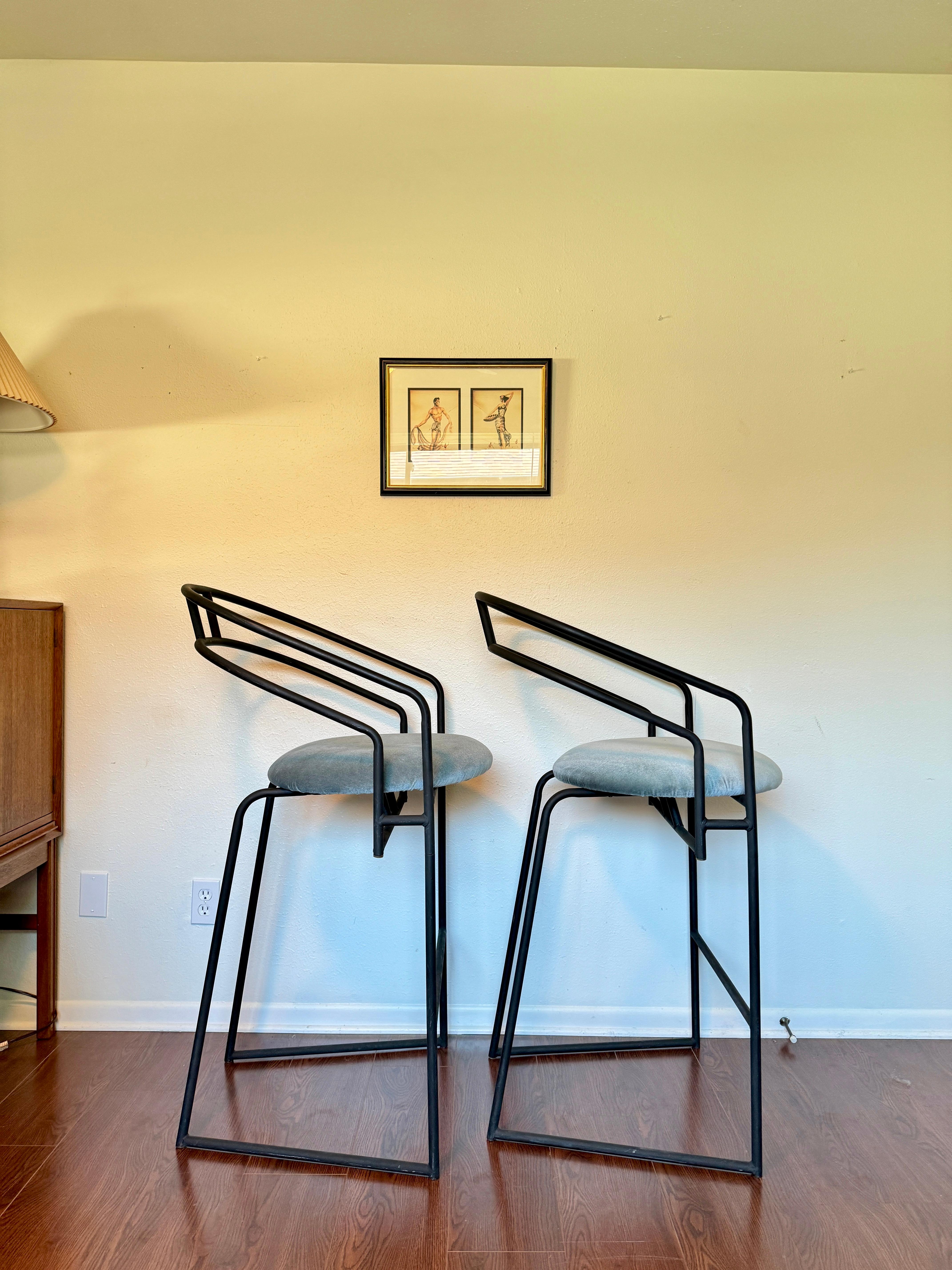 A set of Black Post Modern barstools by Cali-Style, circa 1980s For Sale 6