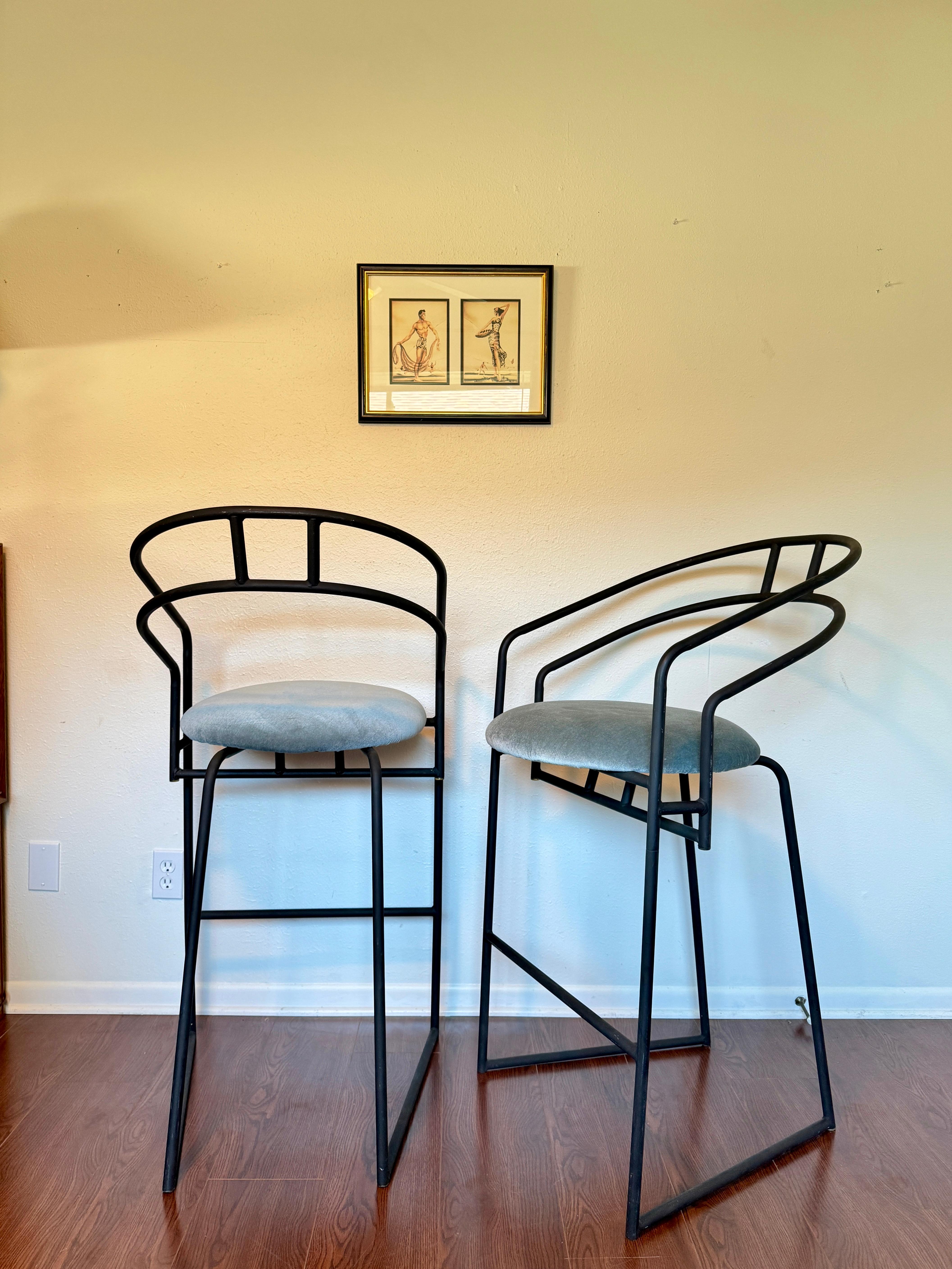 North American A set of Black Post Modern barstools by Cali-Style, circa 1980s For Sale