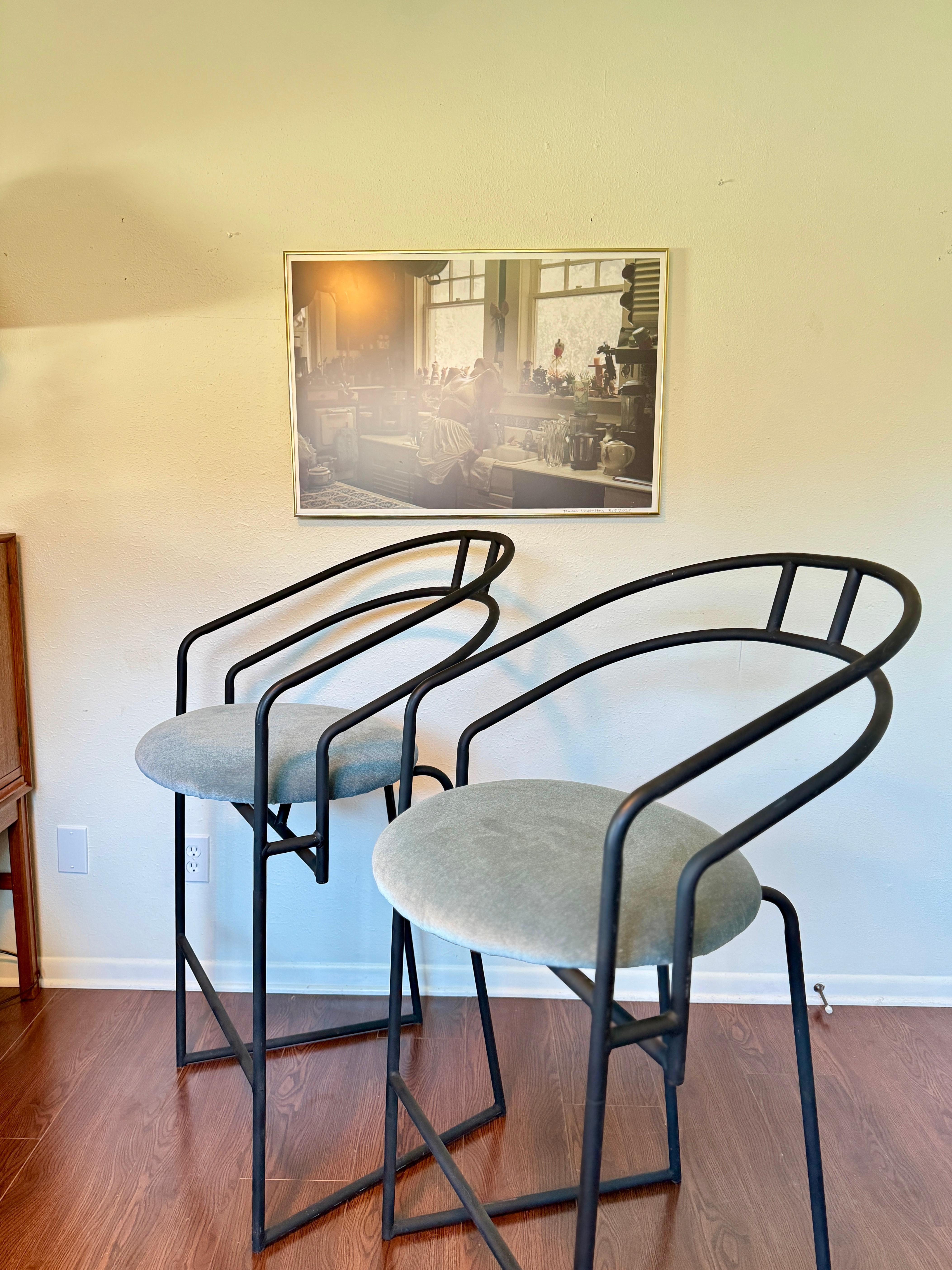 A set of Black Post Modern barstools by Cali-Style, circa 1980s For Sale 1