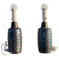 A set of blue ceramic lamps from Einar Johansen at Søholm, Denmark, 1960´s A set of blue ceramic lamps from Einar Johansen at Søholm, Denmark, 1960´s