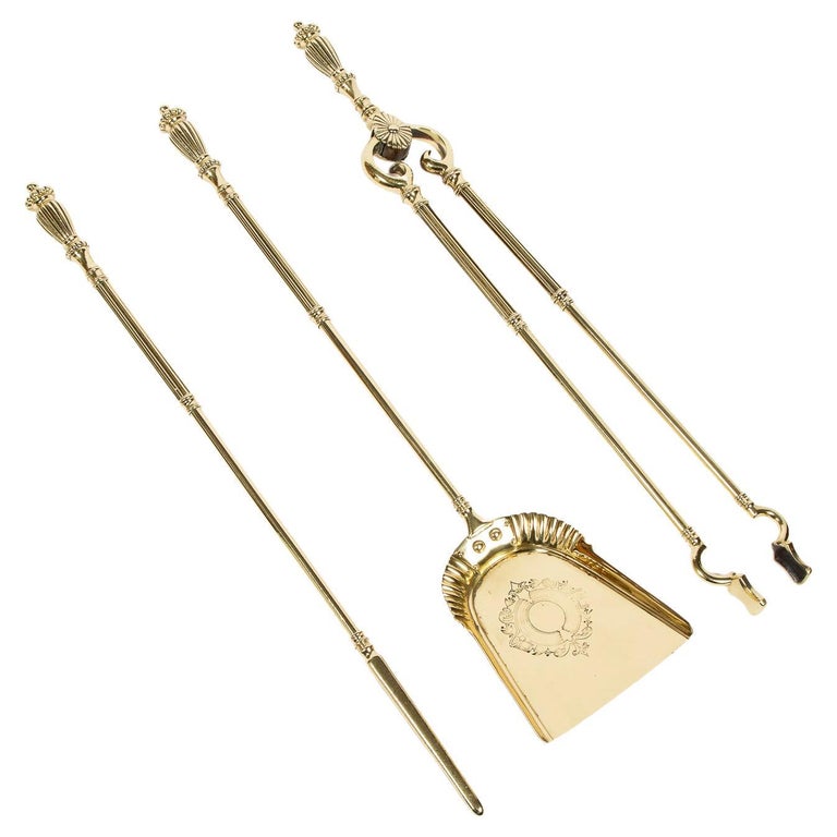Set of Brass Fire Tools For Sale at 1stDibs