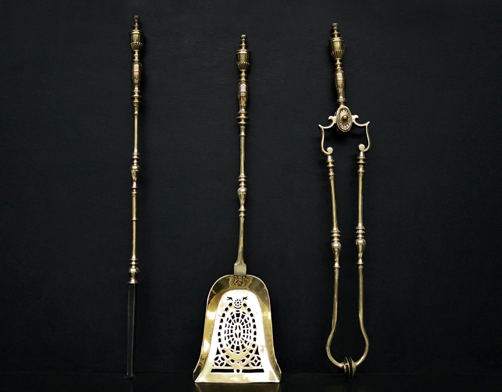 Regency Set of Brass Firetools For Sale