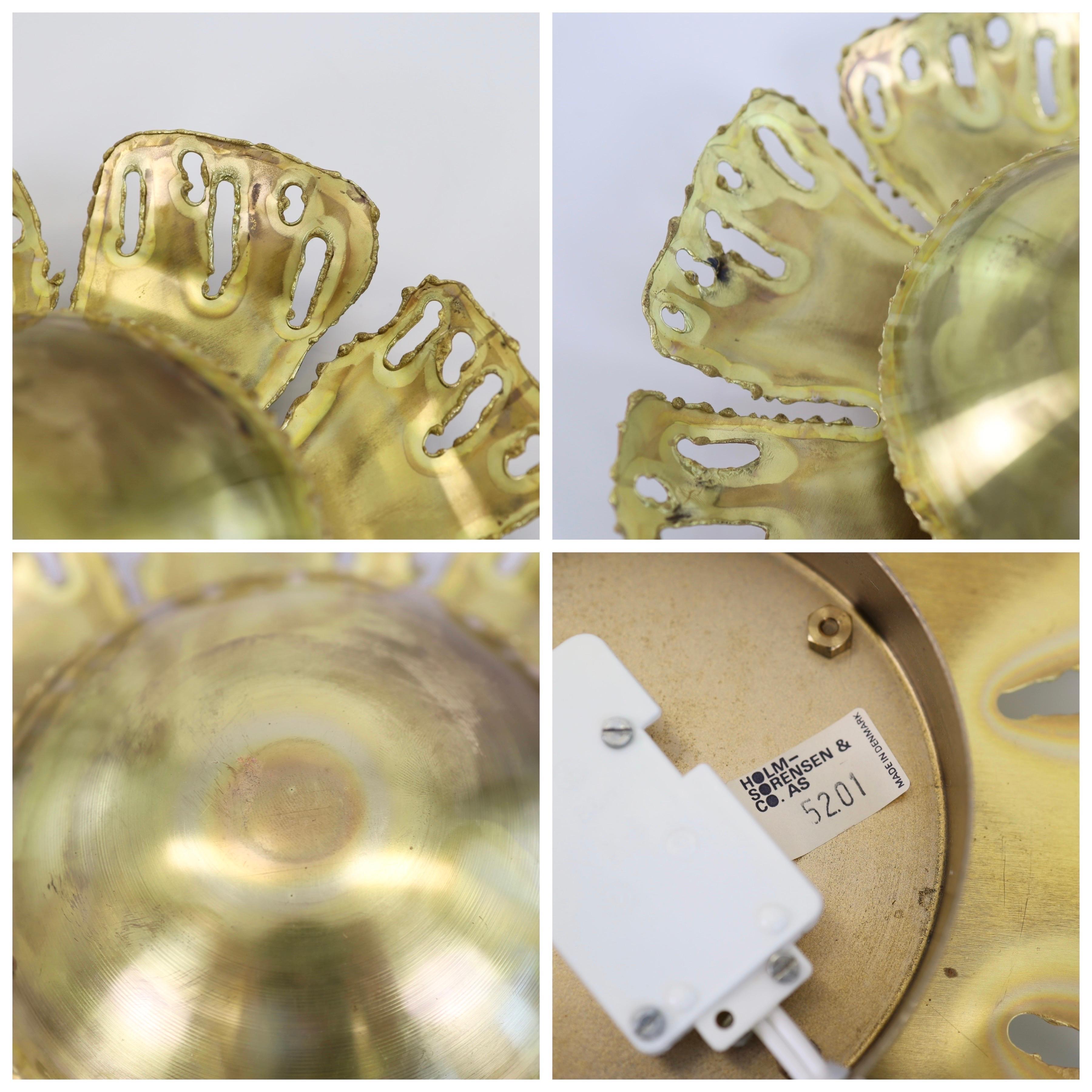 Lampade da parete in ottone di Svend Aage Holm Sorensen, anni '60, Danimarca in vendita 4