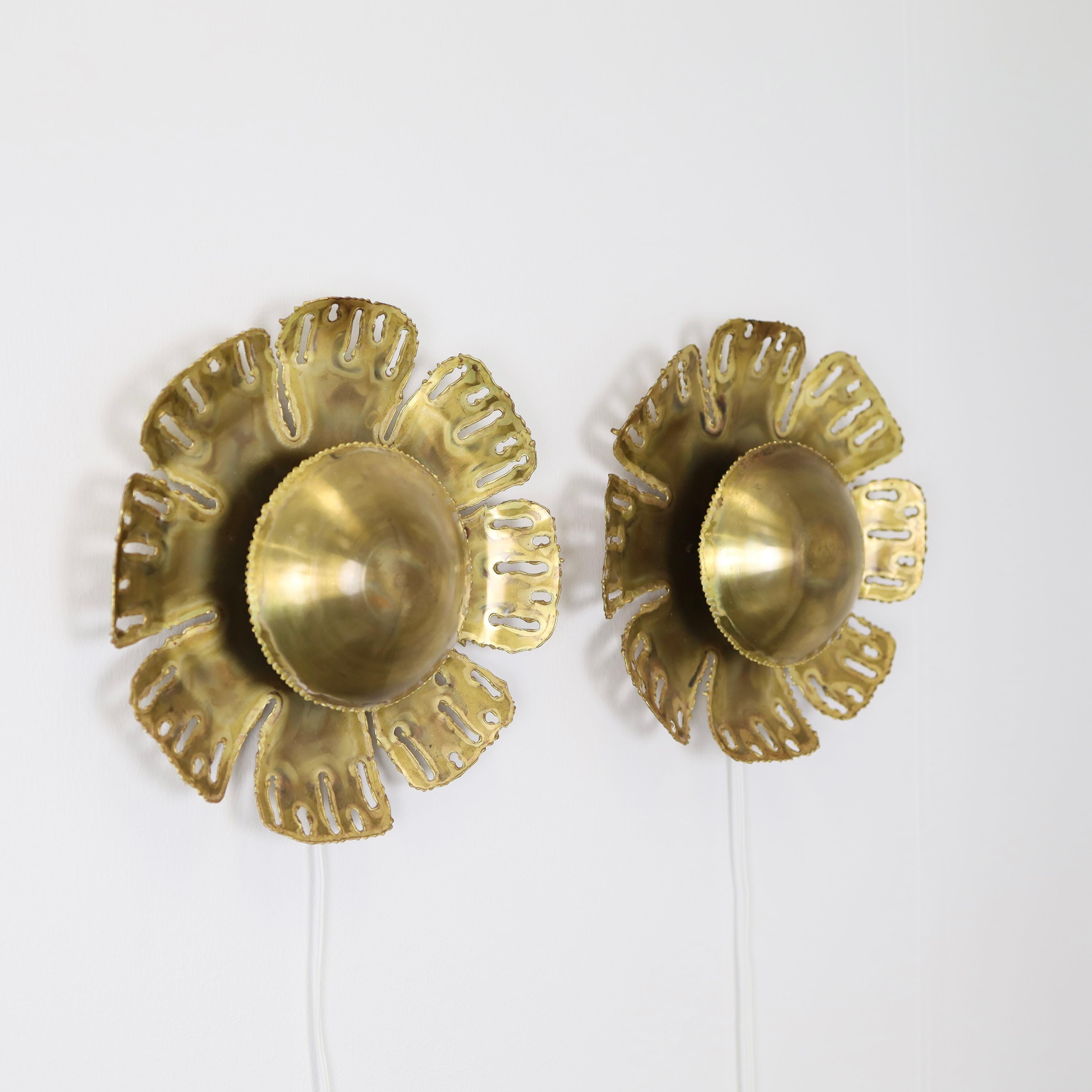 A set of Brass Wall Lamps by Svend Aage Holm Sorensen, 1960s, Denmark In Good Condition For Sale In Værløse, DK