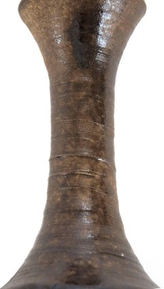 Set of Brown Glazed Stoneware Candlesticks