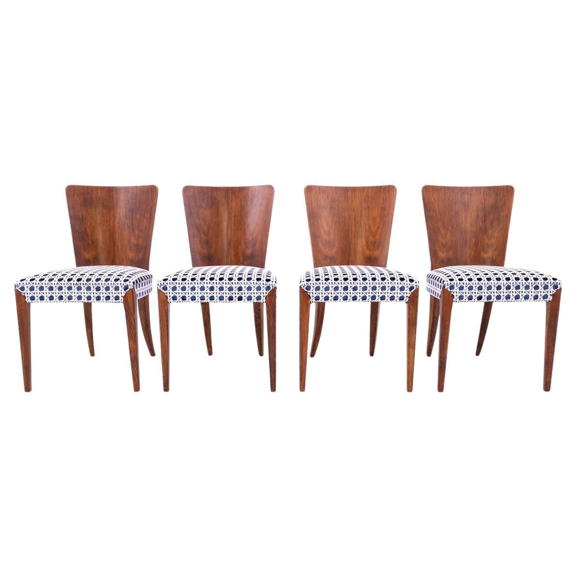 A set of chairs designed by J. Halabala, Czechoslovakia, 1930s. After renovation